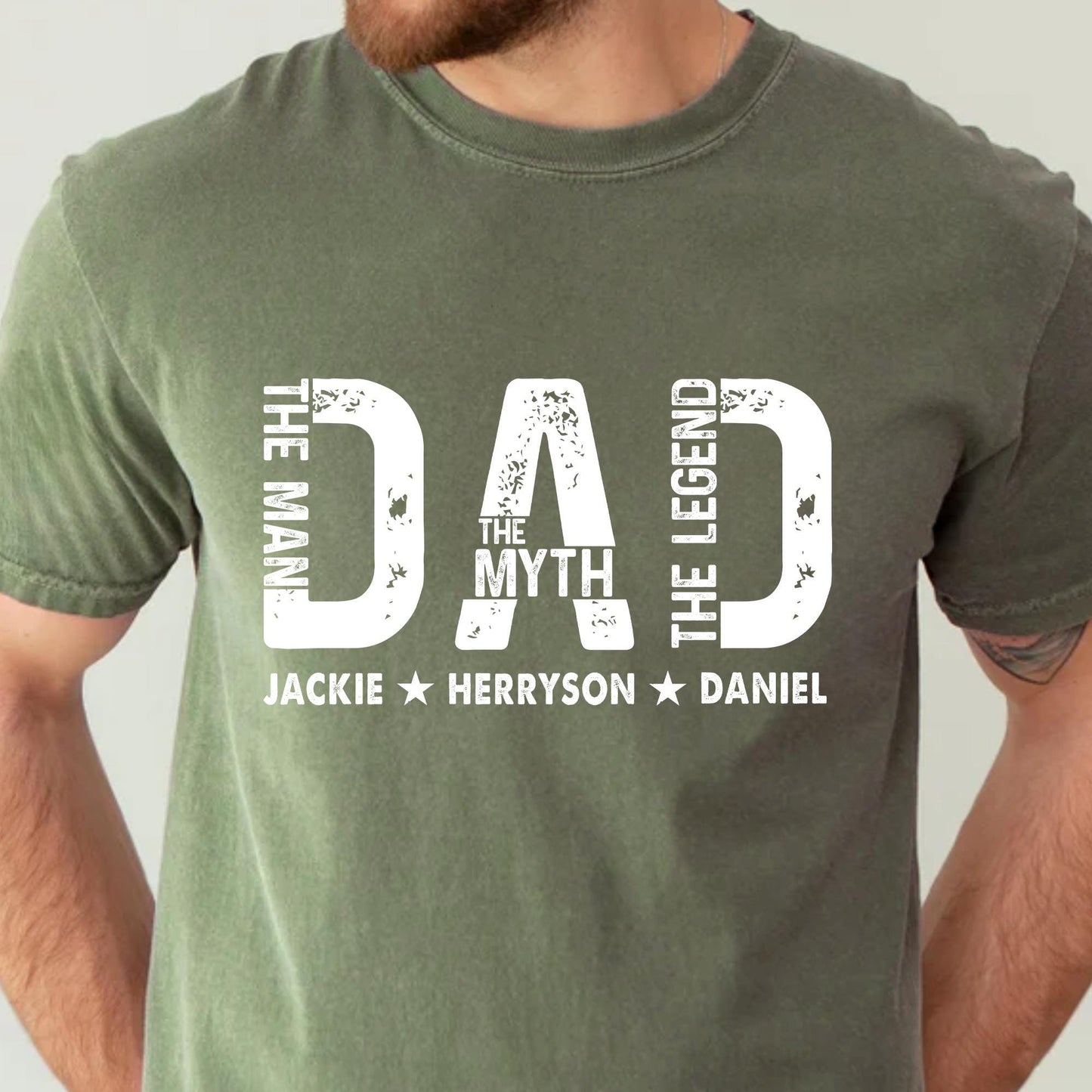 Personalized Dad Shirt, The Man The Myth The Legend The Hero, Shirt For Dad, Dad Shirt With Kids Name, Dad Life Shirt, Dad Gift Shirt