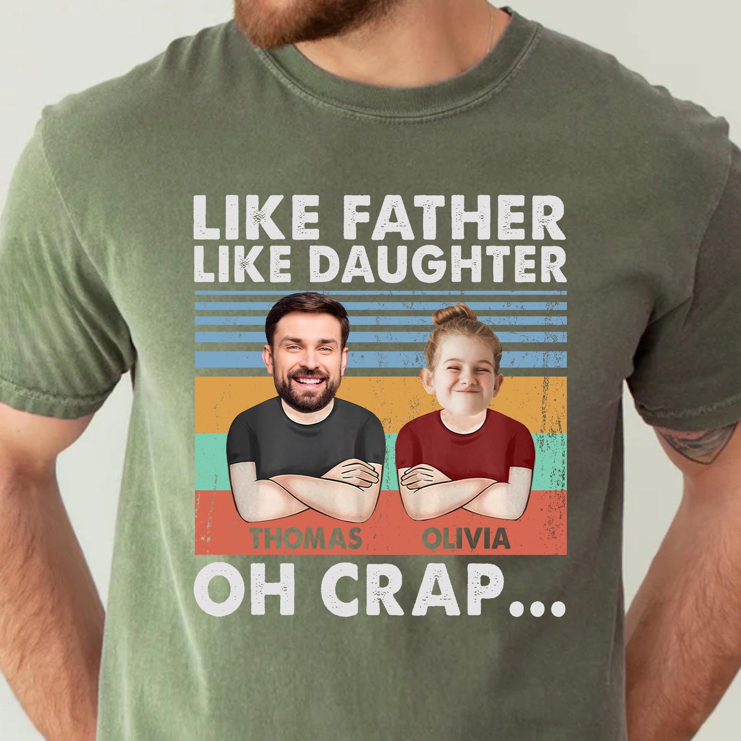 Personalized Fathers Day Shirt, Like Father Like Daughter Oh Crap Shirt, Custom Photo Shirt For Dad, Funny Gift For Dad From Kids