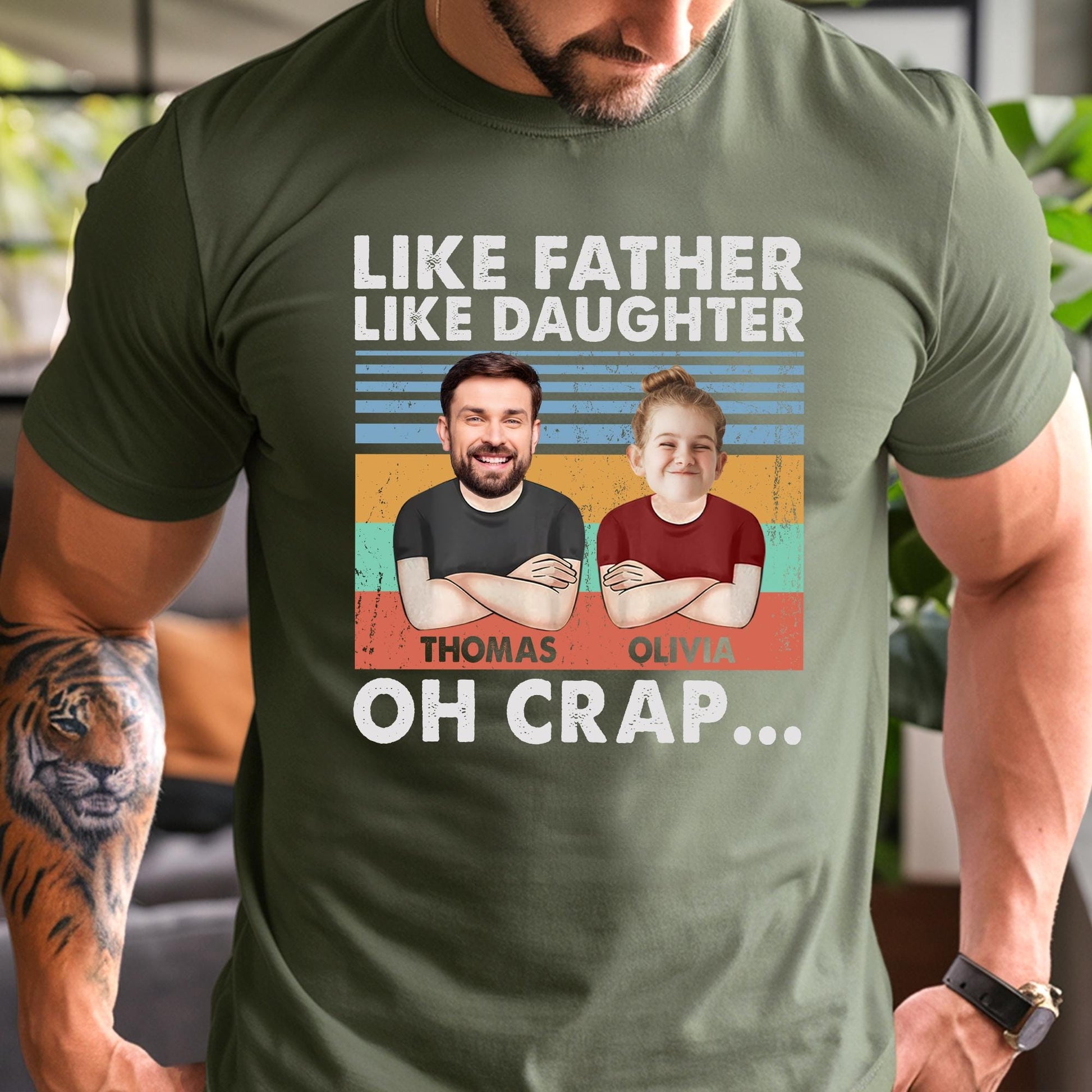 Personalized Fathers Day Shirt, Like Father Like Daughter Oh Crap Shirt, Custom Photo Shirt For Dad, Funny Gift For Dad From Kids