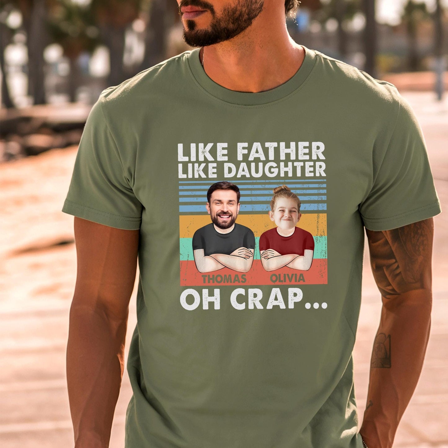 Personalized Fathers Day Shirt, Like Father Like Daughter Oh Crap Shirt, Custom Photo Shirt For Dad, Funny Gift For Dad From Kids