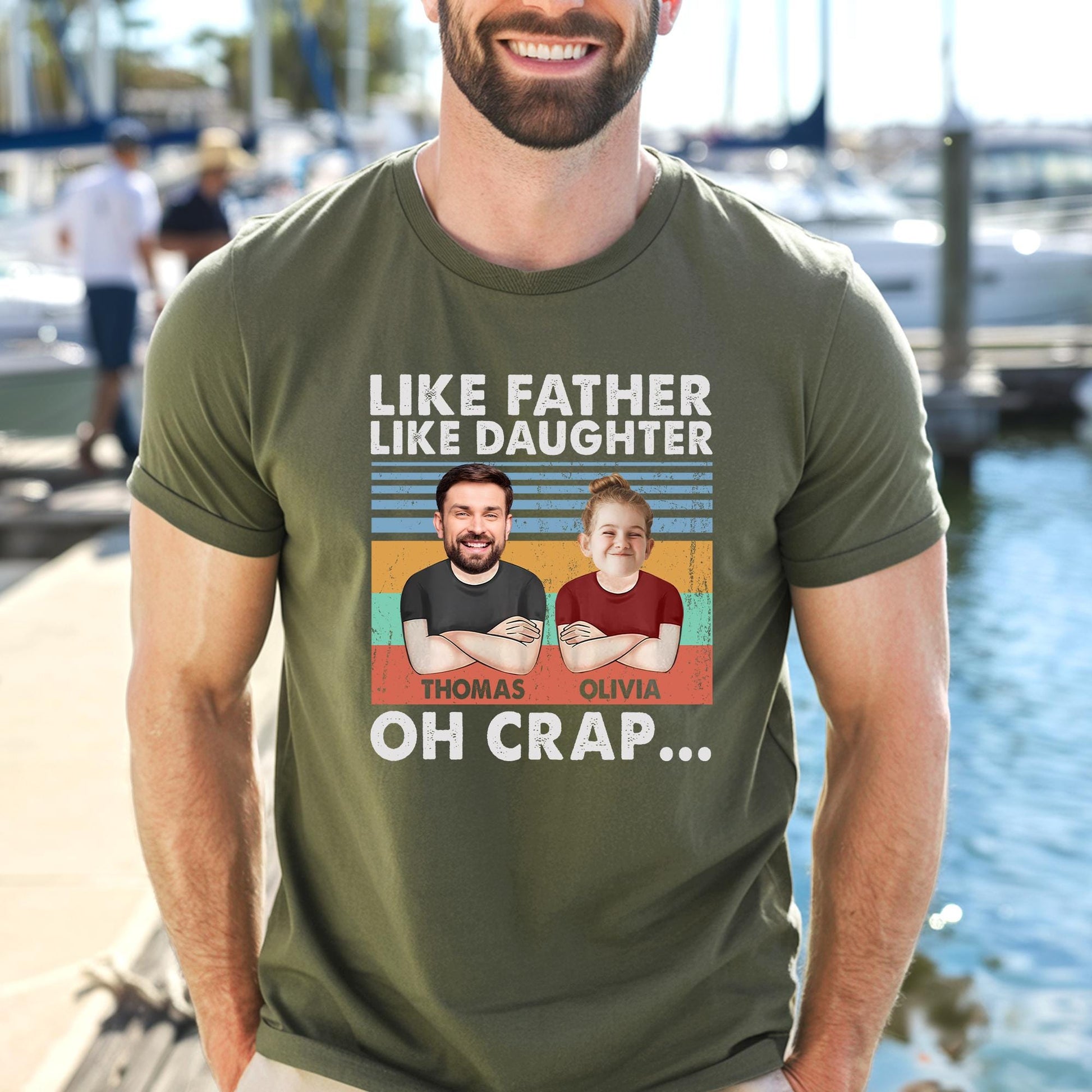 Personalized Fathers Day Shirt, Like Father Like Daughter Oh Crap Shirt, Custom Photo Shirt For Dad, Funny Gift For Dad From Kids