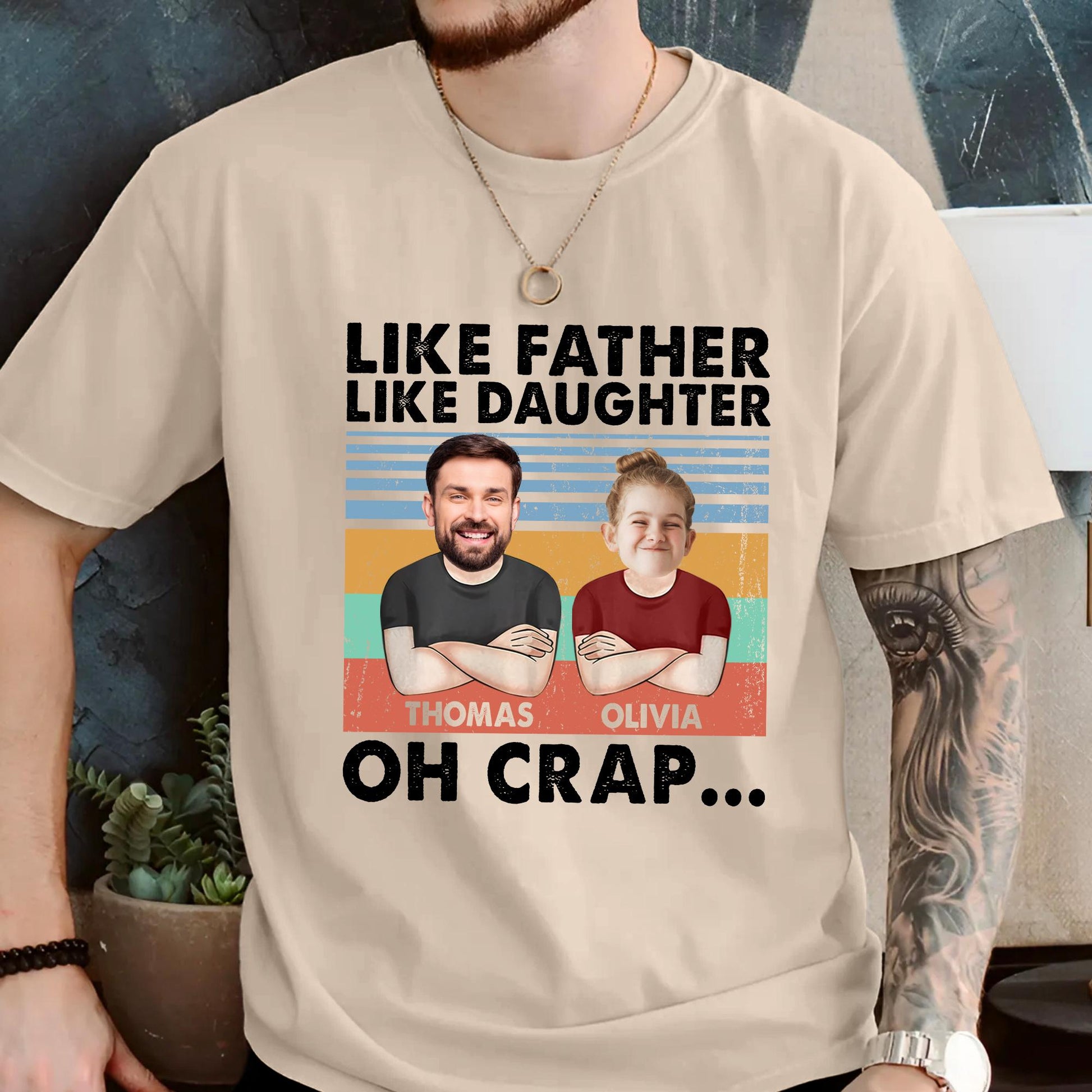 Personalized Fathers Day Shirt, Like Father Like Daughter Oh Crap Shirt, Custom Photo Shirt For Dad, Funny Gift For Dad From Kids