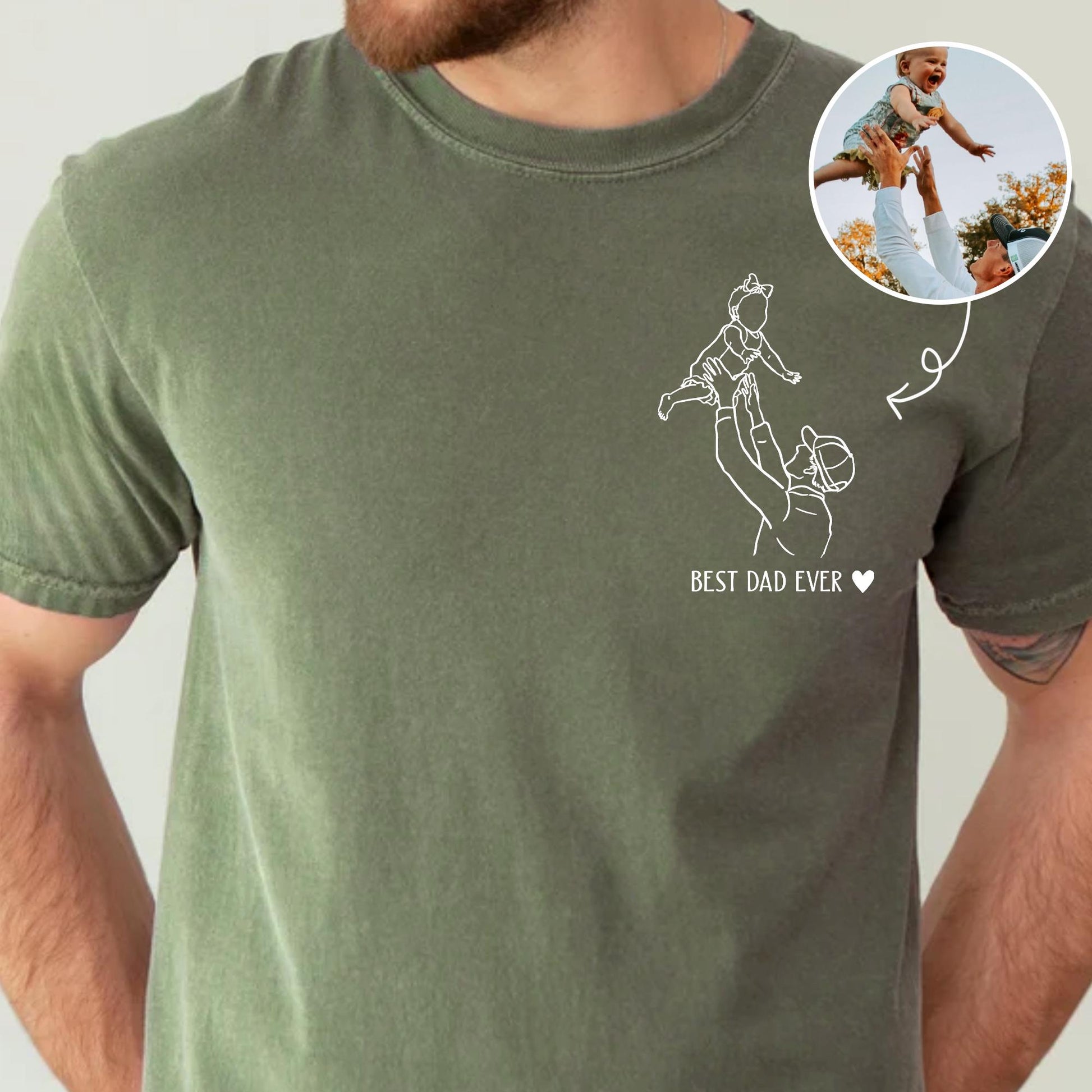 Personalized Dad Portrait Shirt, Father's Day Shirt Gift for New Dad, Best Dad Ever Shirt, Dads Birthday Gift from Baby