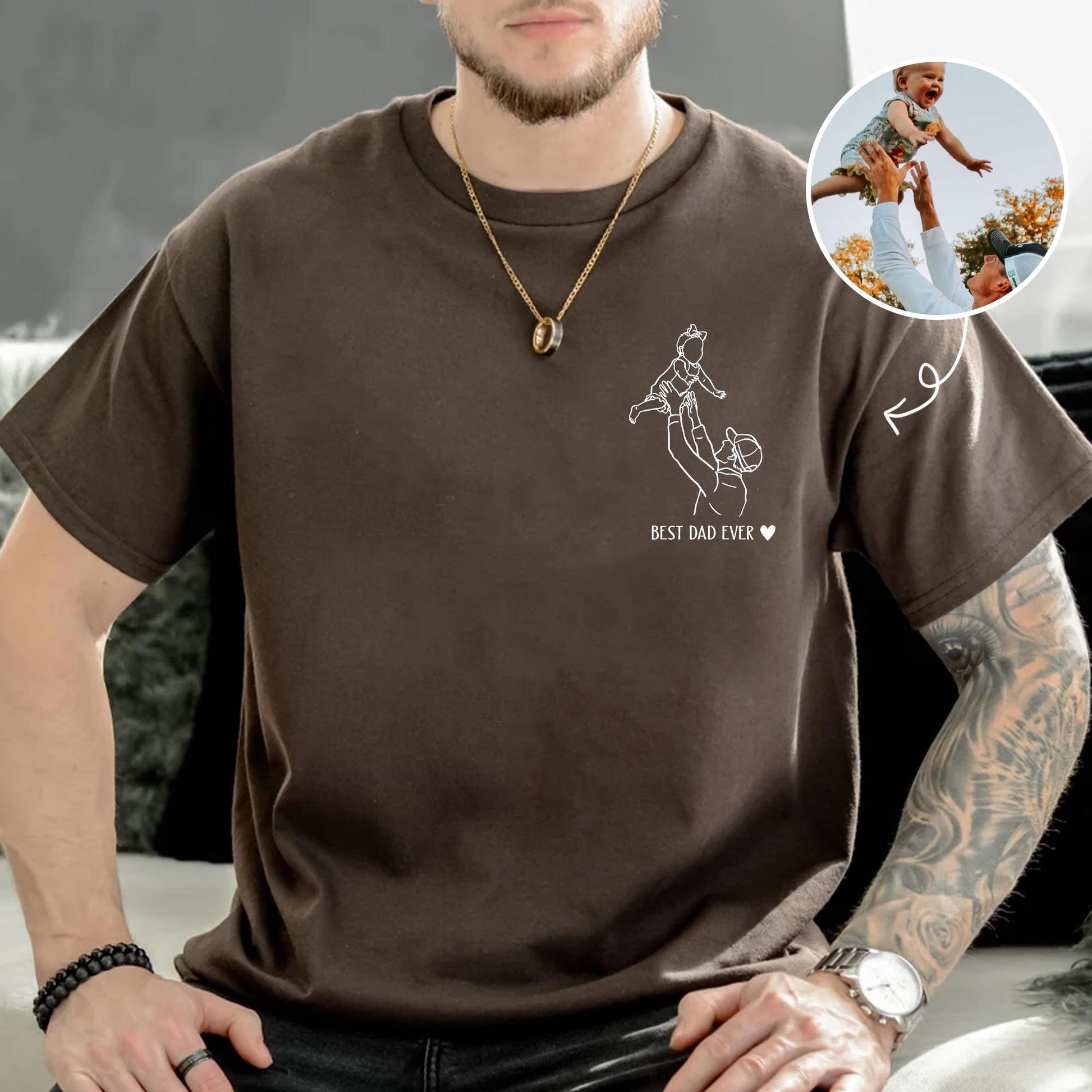 Personalized Dad Portrait Shirt, Father's Day Shirt Gift for New Dad, Best Dad Ever Shirt, Dads Birthday Gift from Baby