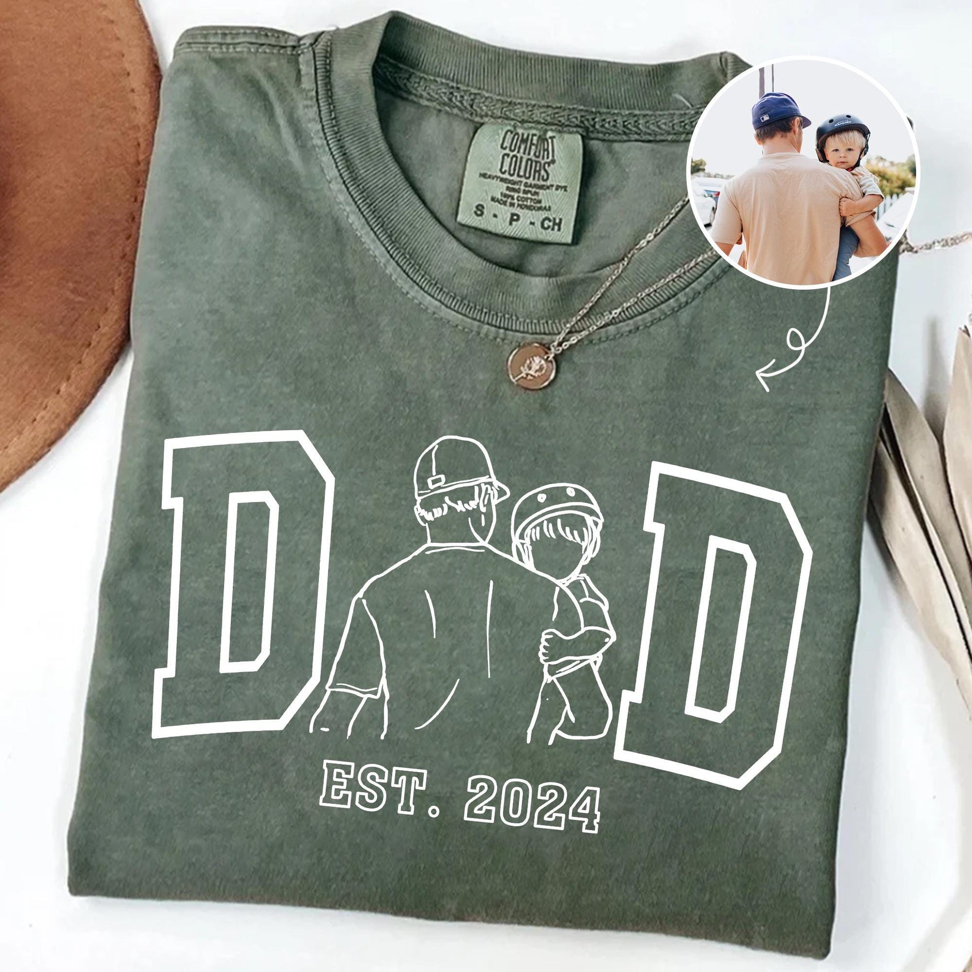 Custom Dad Shirt, Personalized Dad Line Art Portrait From Photo Shirts, Father's Day Shirt Gift for Dad, Gift for Husband
