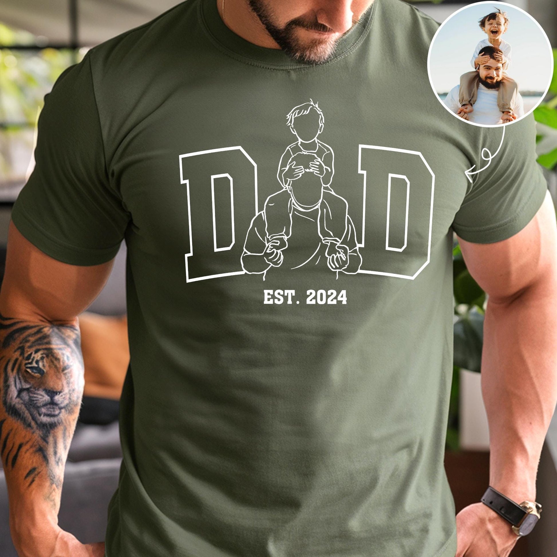 Custom Dad Shirt, Fathers Day Shirt, Dad Outline Photo Shirt, Photo Shirt For Dad, Dad Est Shirt, Shirt For Dad, Dad Gift From Wife