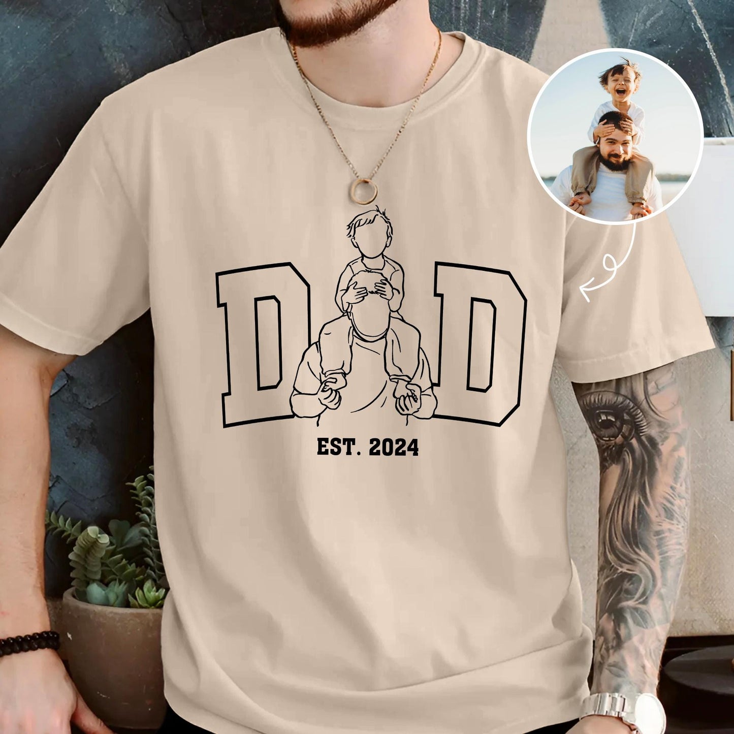 Custom Dad Shirt, Fathers Day Shirt, Dad Outline Photo Shirt, Photo Shirt For Dad, Dad Est Shirt, Shirt For Dad, Dad Gift From Wife