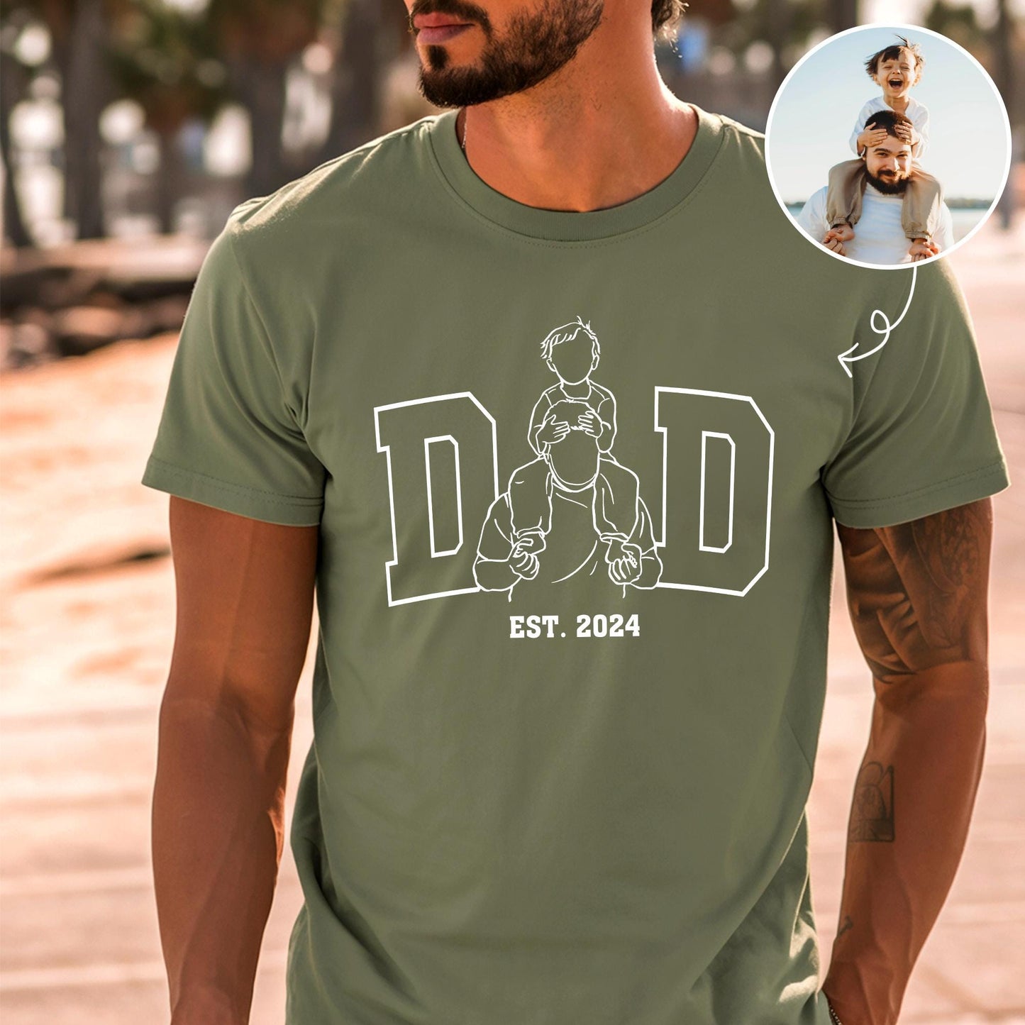 Custom Dad Shirt, Fathers Day Shirt, Dad Outline Photo Shirt, Photo Shirt For Dad, Dad Est Shirt, Shirt For Dad, Dad Gift From Wife
