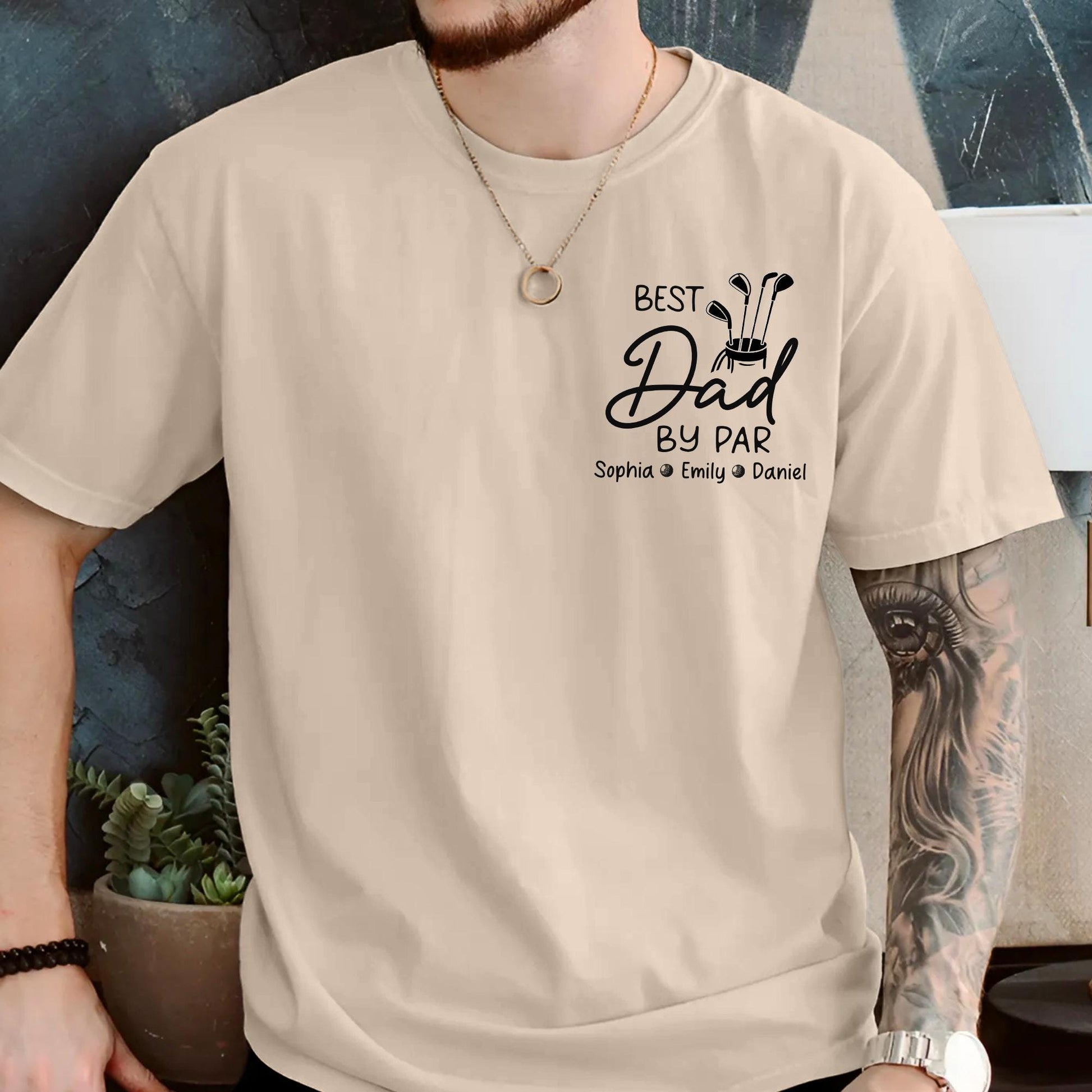 Custom Dad Golf Shirt, Dad By Par T-Shirt, Father's Day Gift for Dads from Children, Dad Gifts With Kids Names