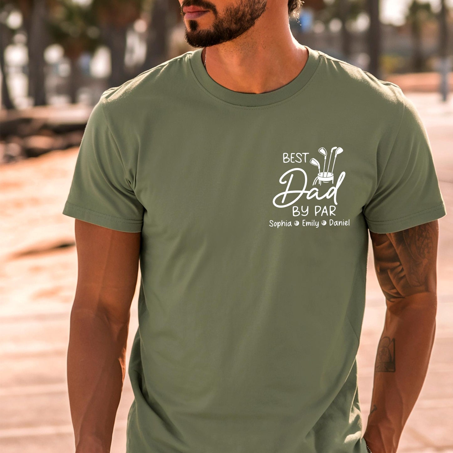 Custom Dad Golf Shirt, Dad By Par T-Shirt, Father's Day Gift for Dads from Children, Dad Gifts With Kids Names