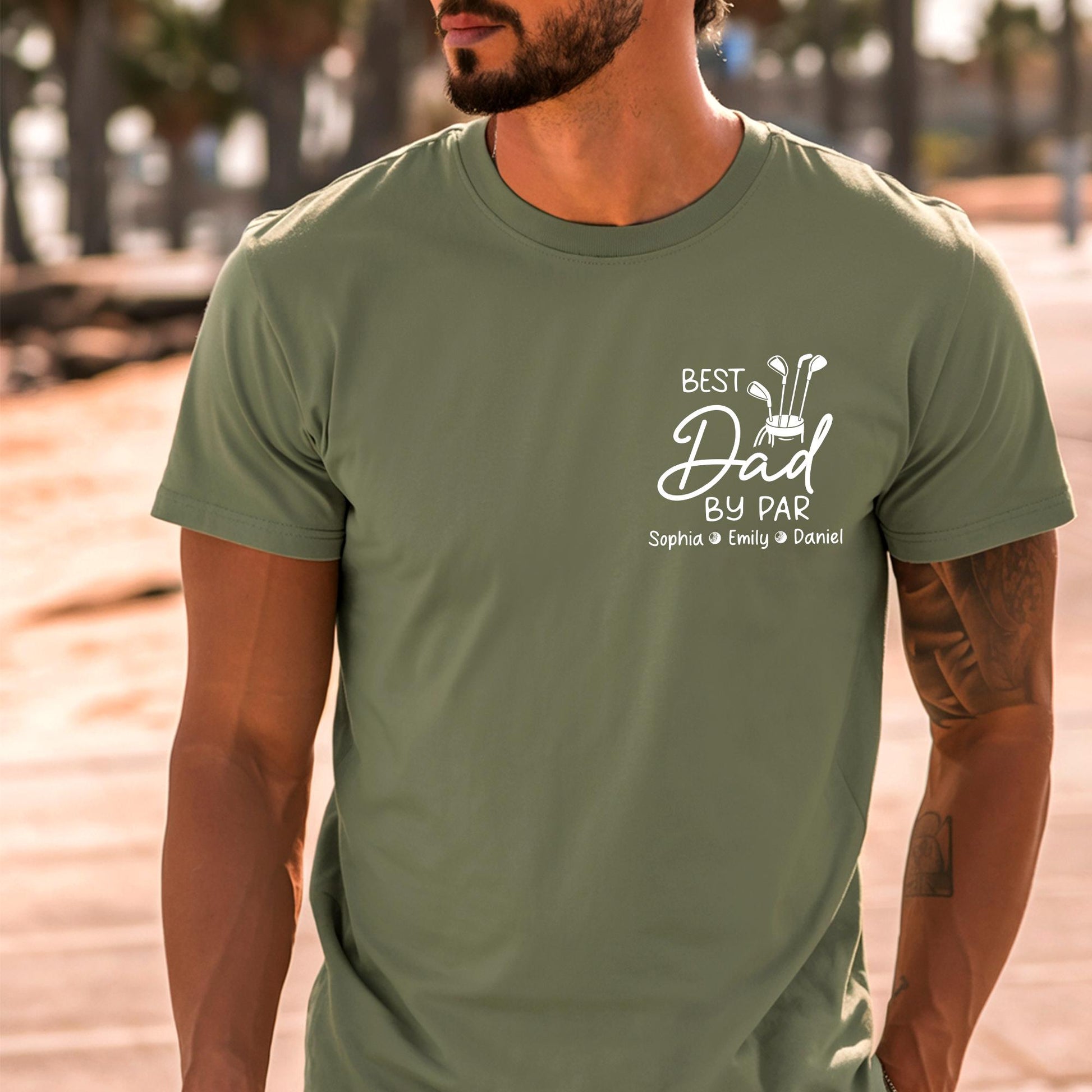Custom Dad Golf Shirt, Dad By Par T-Shirt, Father's Day Gift for Dads from Children, Dad Gifts With Kids Names