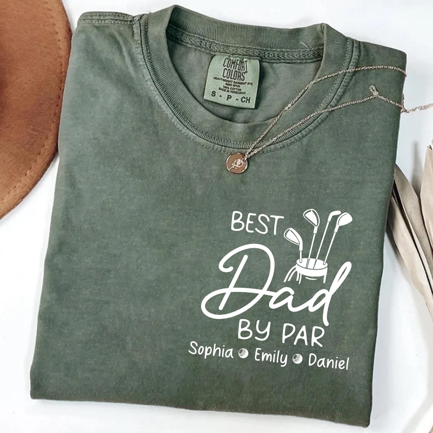 Custom Dad Golf Shirt, Dad By Par T-Shirt, Father's Day Gift for Dads from Children, Dad Gifts With Kids Names