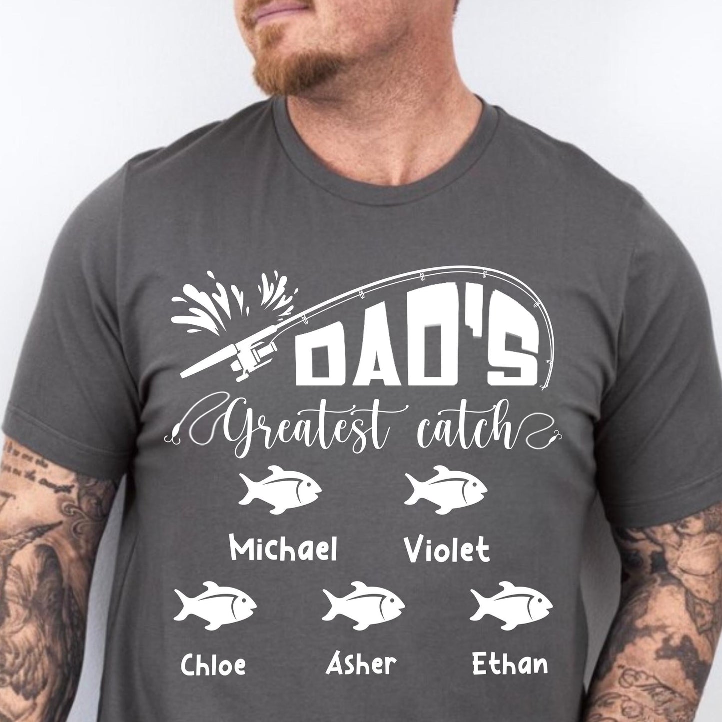 Personalized Dad Shirt, Dad's Greatest Catch Shirt, Custom Fishing Fathers Day Shirt, Fathers Day Gift From Kids Fishing, Fathers Day Shirt