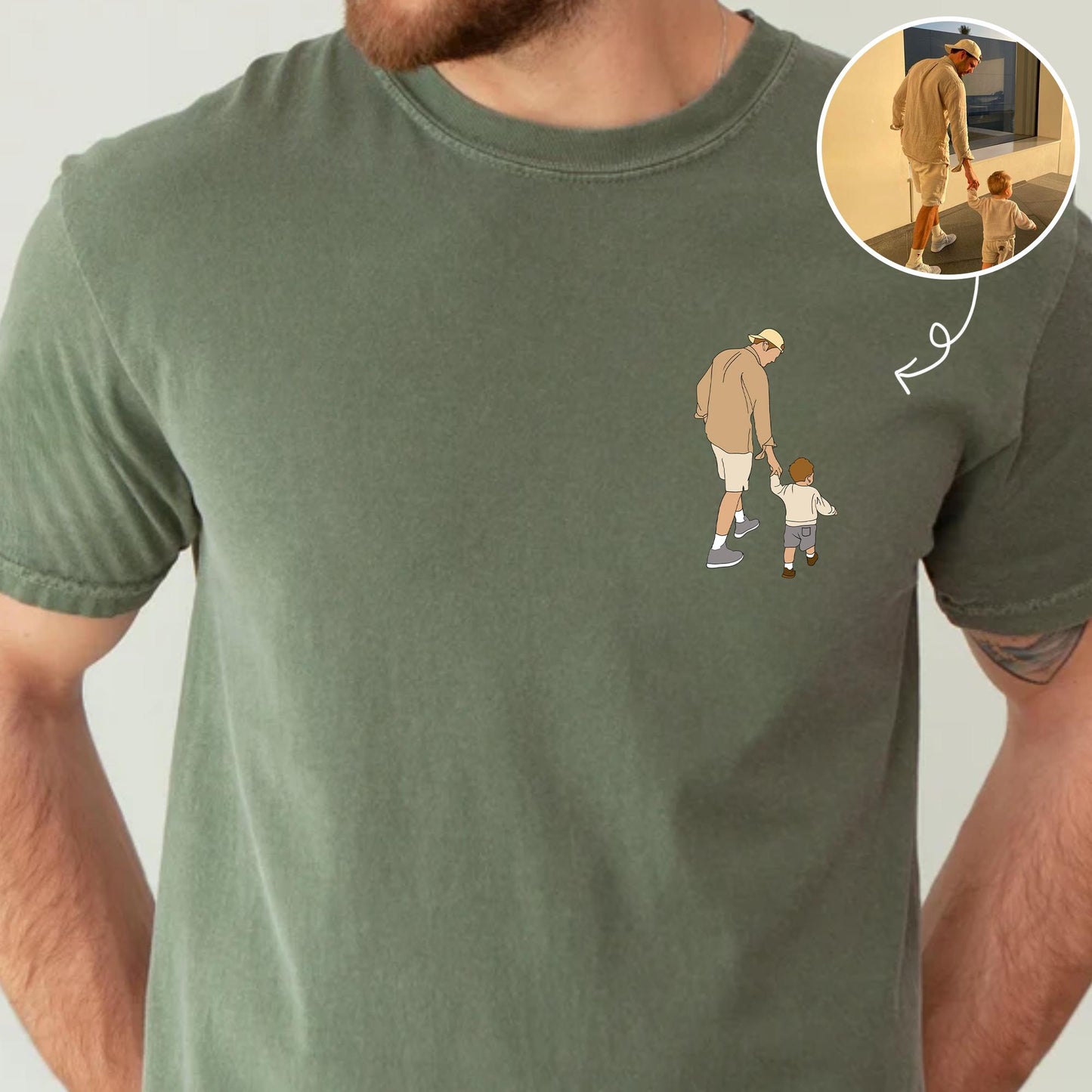 Custom Dad Photo Portrait Shirt, Father's Day Shirt, First Fathers Day Gift for Daddy, Grandpa, Dad Birthday Gift for Husband