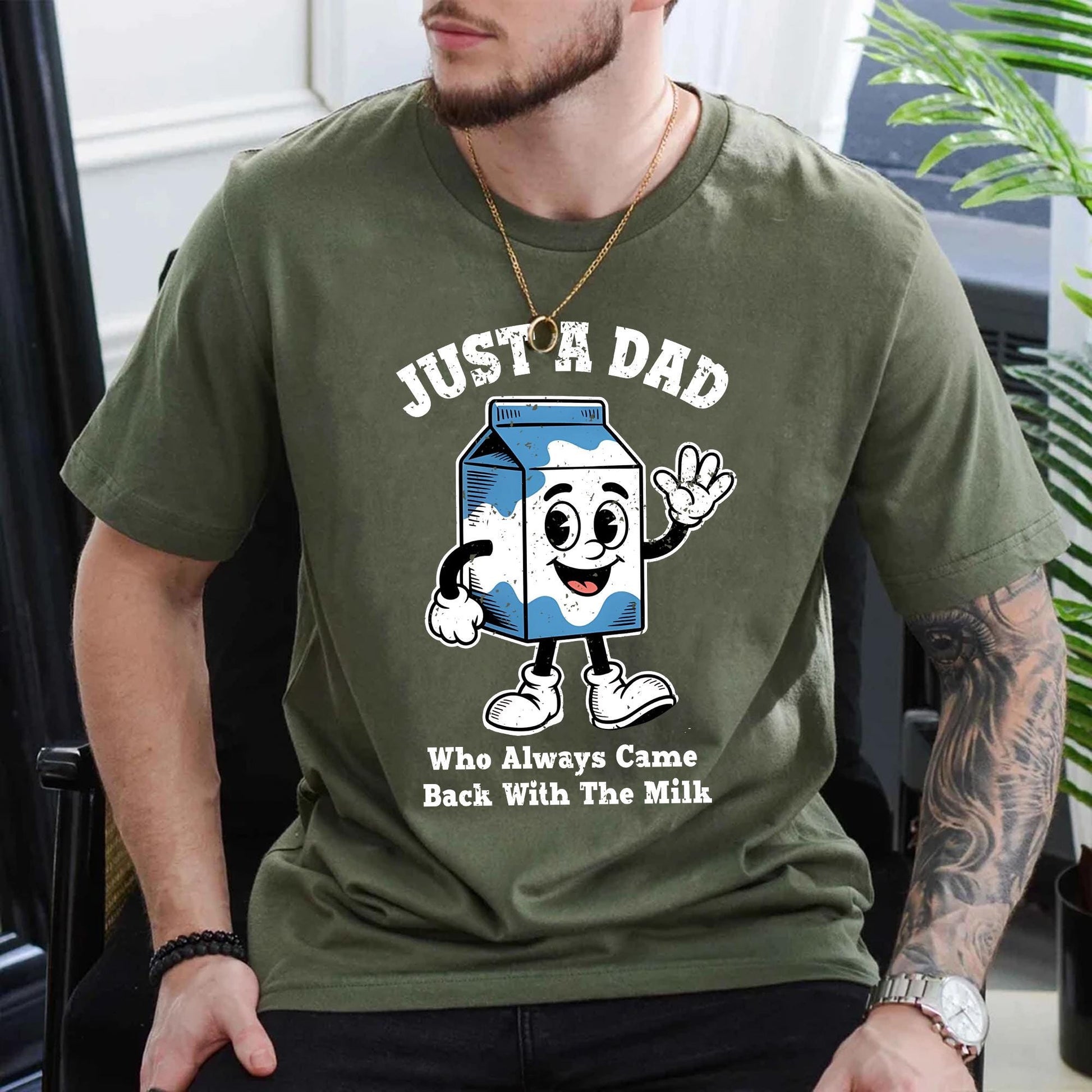 Dad Shirt, Fathers Day Shirt, Funny Dad Shirt, Just A Dad Who Always Came Back With The Milk, Funny Dad Tee, Funny Fathers Day Gift