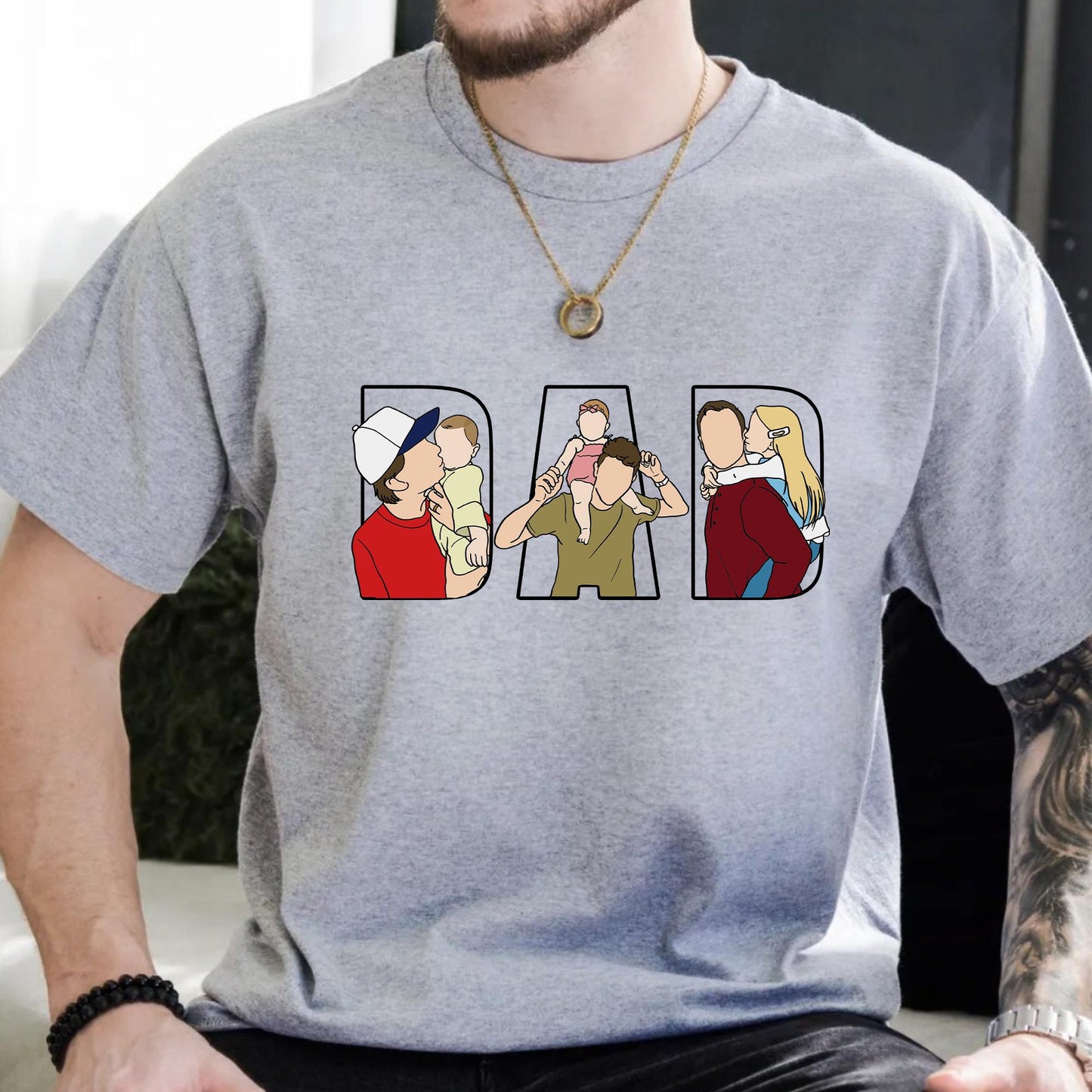 Personalized Dad Portrait Shirt, Father's Day Line Art From Photo Shirts Gifts From Wife