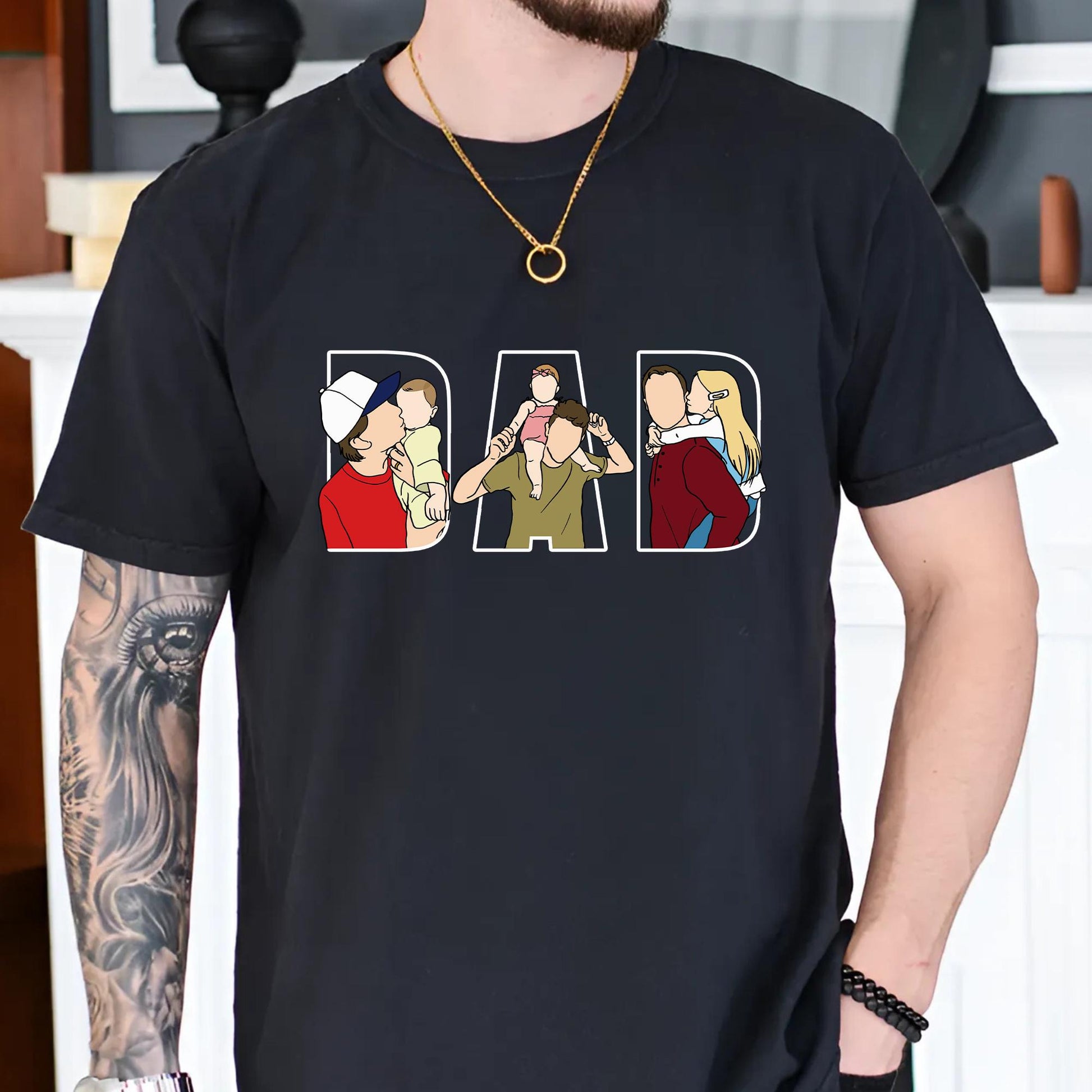 Personalized Dad Portrait Shirt, Father's Day Line Art From Photo Shirts Gifts From Wife