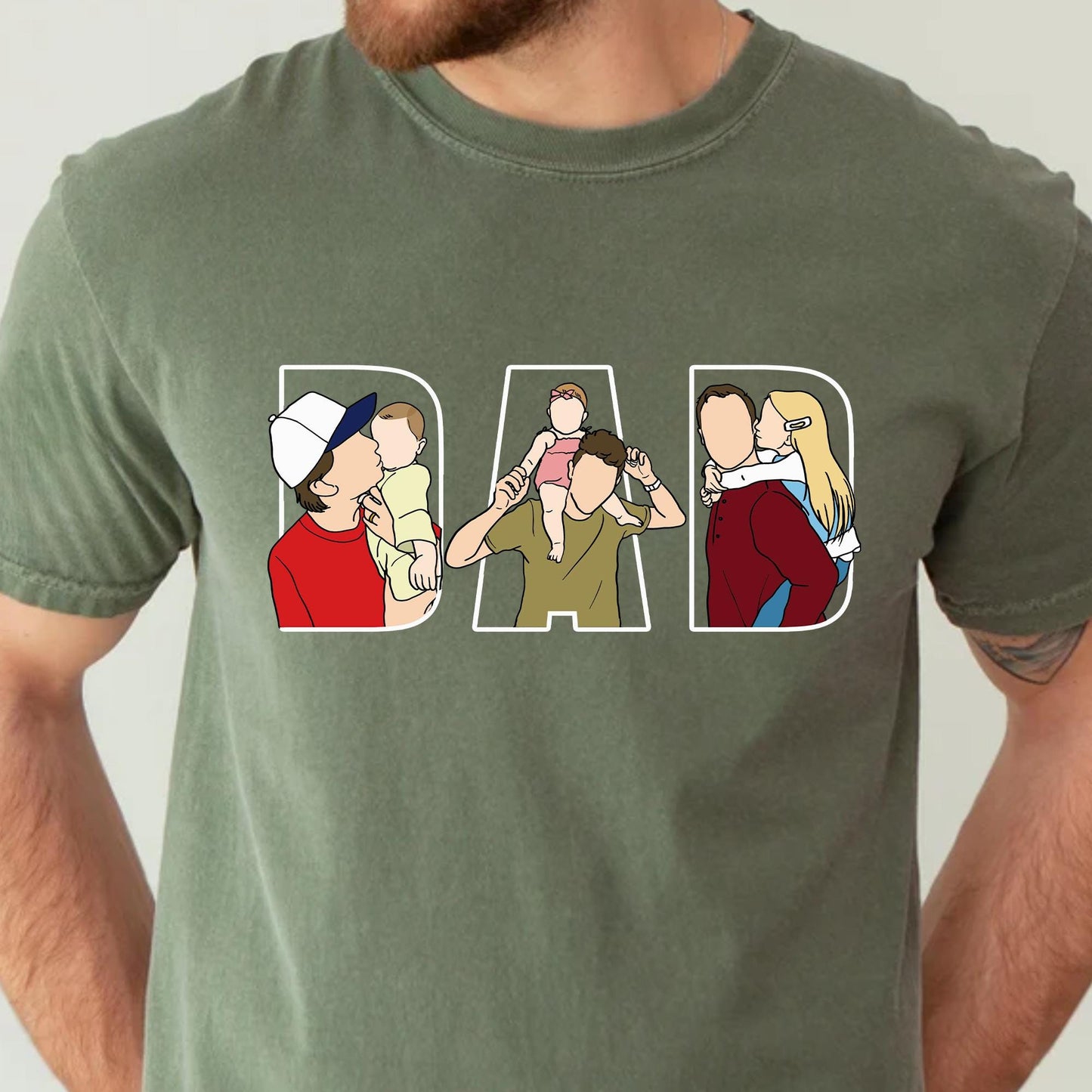 Personalized Dad Portrait Shirt, Father's Day Line Art From Photo Shirts Gifts From Wife