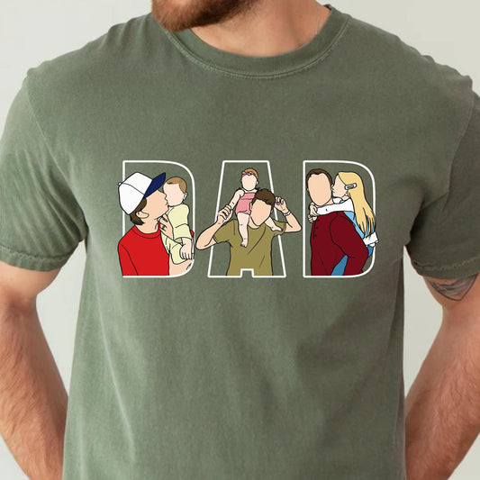 Personalized Dad Portrait Shirt, Father's Day Line Art From Photo Shirts Gifts From Wife