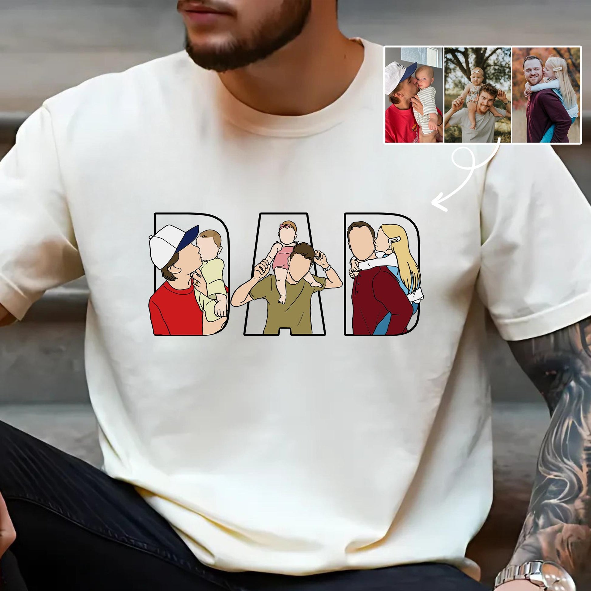 Personalized Dad Portrait Shirt, Father's Day Line Art From Photo Shirts Gifts From Wife