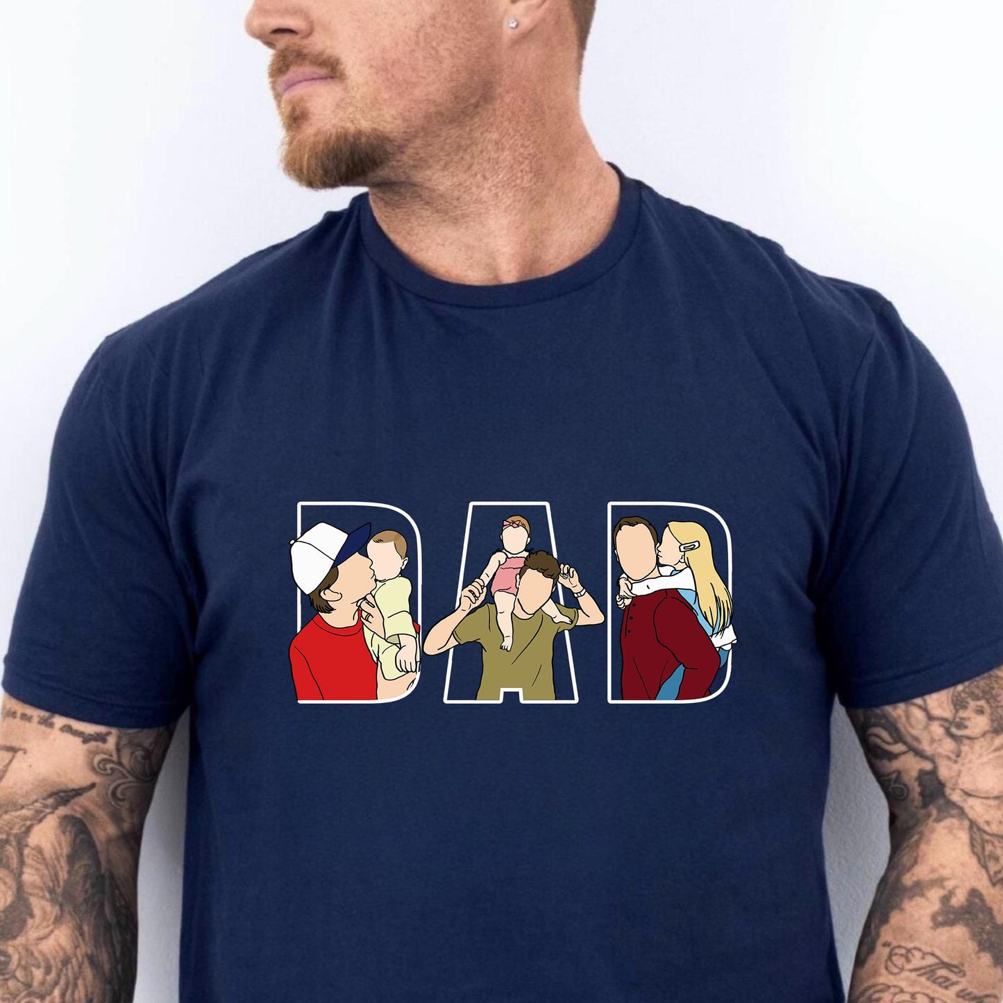 Personalized Dad Portrait Shirt, Father's Day Line Art From Photo Shirts Gifts From Wife