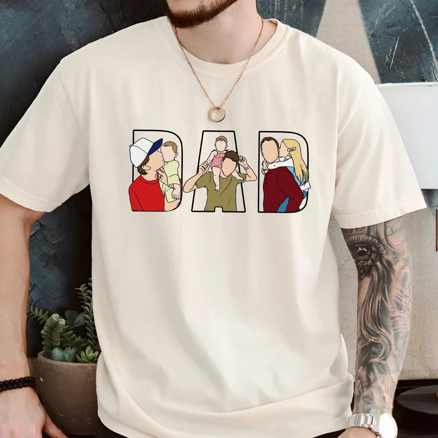 Personalized Dad Portrait Shirt, Father's Day Line Art From Photo Shirts Gifts From Wife