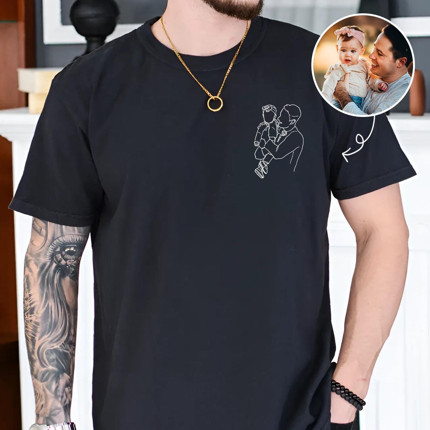 Custom Dad Photo Shirt, Personalized Father's Day Shirts Gifts for Dad, New Dad Gift for Husband
