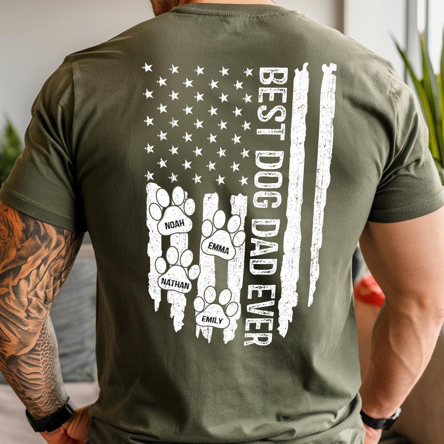 Personalized Dog Dad T-Shirt, Custom Pet Name Father's Day Gift, American 250th Anniversary Shirt, Independence Day Tee