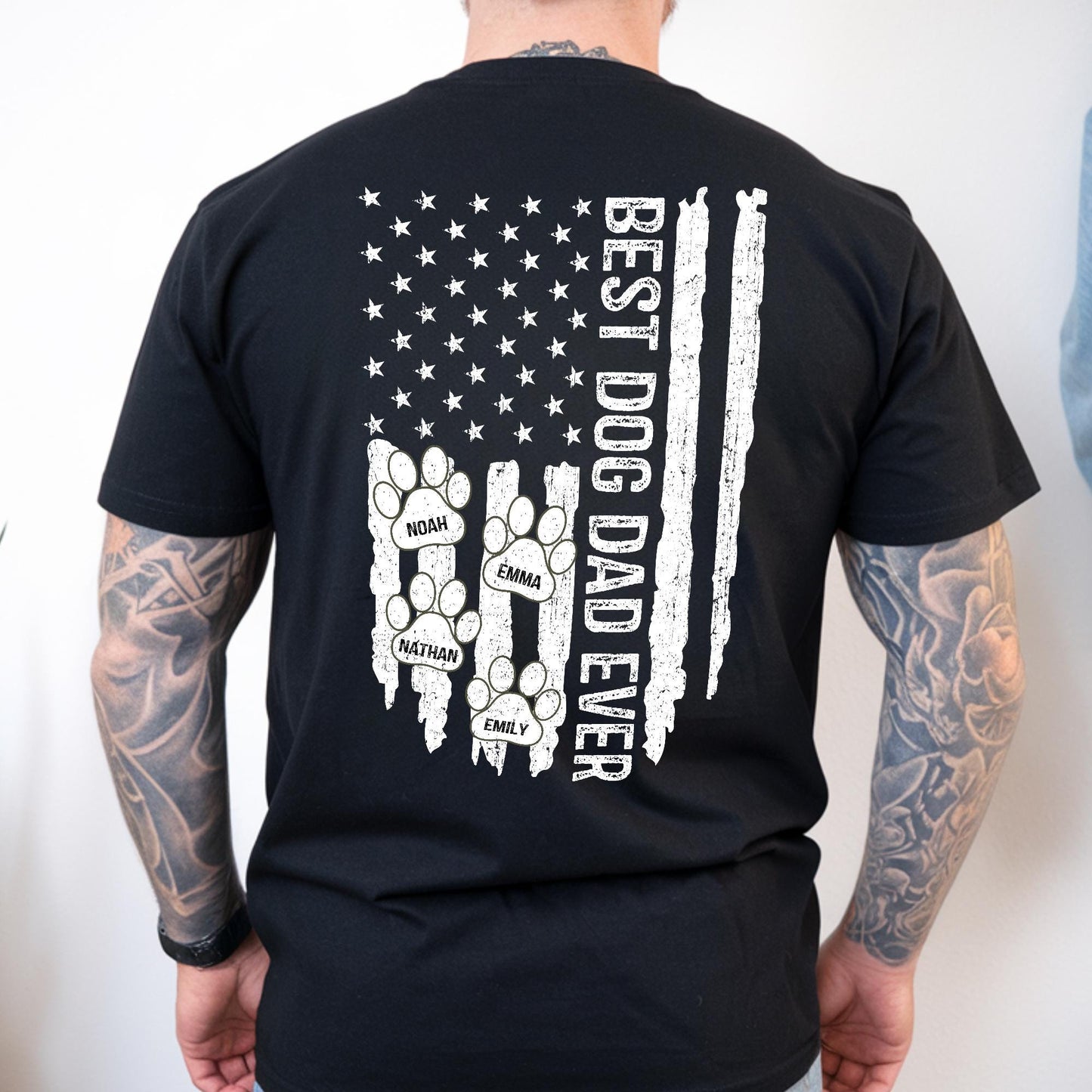 Personalized Best Dog Dad Ever Shirt, Dog Dad Shirt With Pet Name, Custom Shirts for Dog Dad, Dad USA Flag Shirt, Dad Shirt, Fathers Day Tee