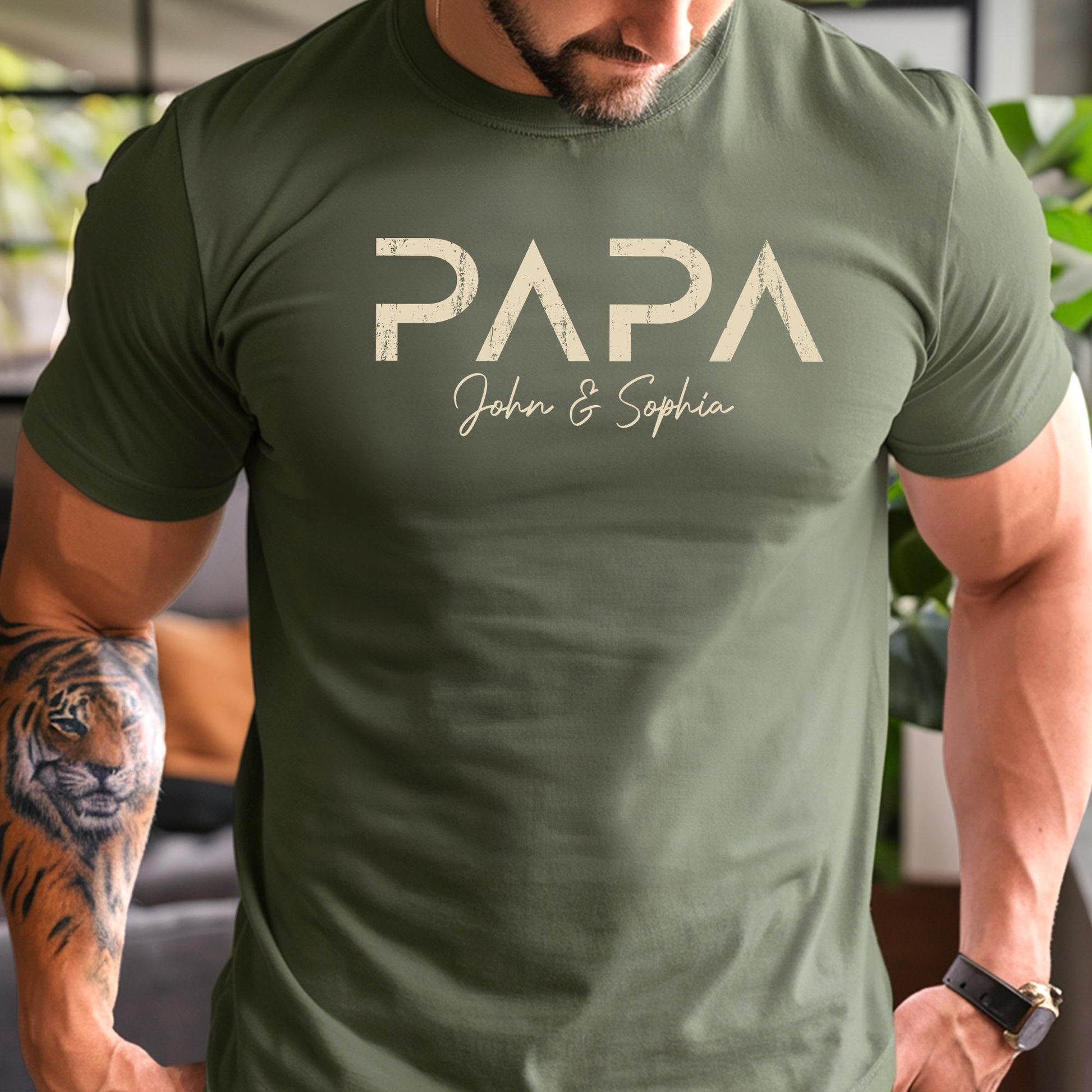 Personalized Papa Shirt, Papa Shirts With Kids Names, Father's Day Gift for Dad