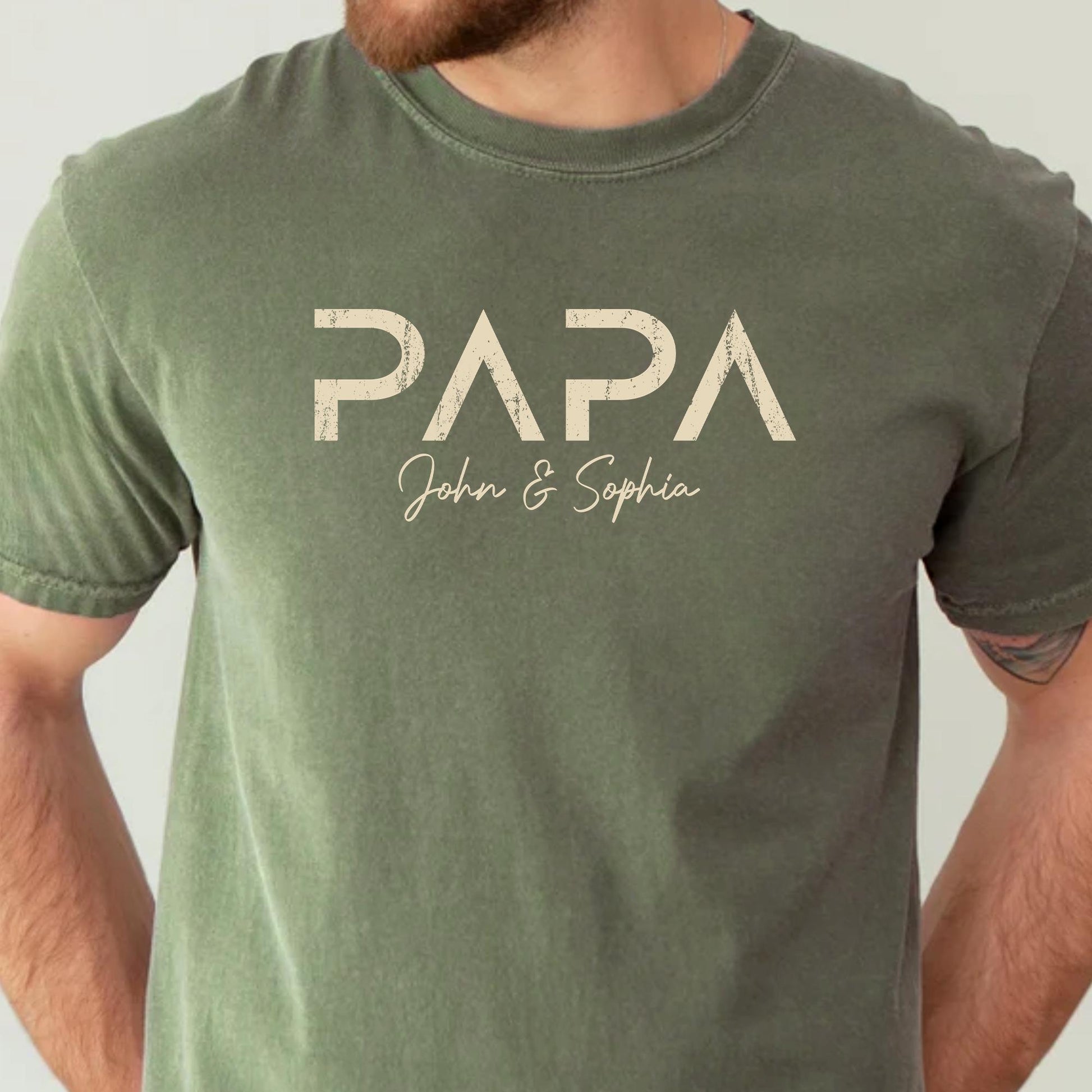 Personalized Papa Shirt, Papa Shirts With Kids Names, Father's Day Gift for Dad