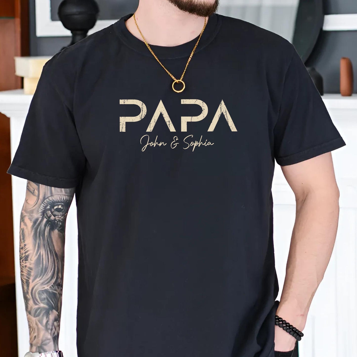 Personalized Papa Shirt, Papa Shirts With Kids Names, Father's Day Gift for Dad