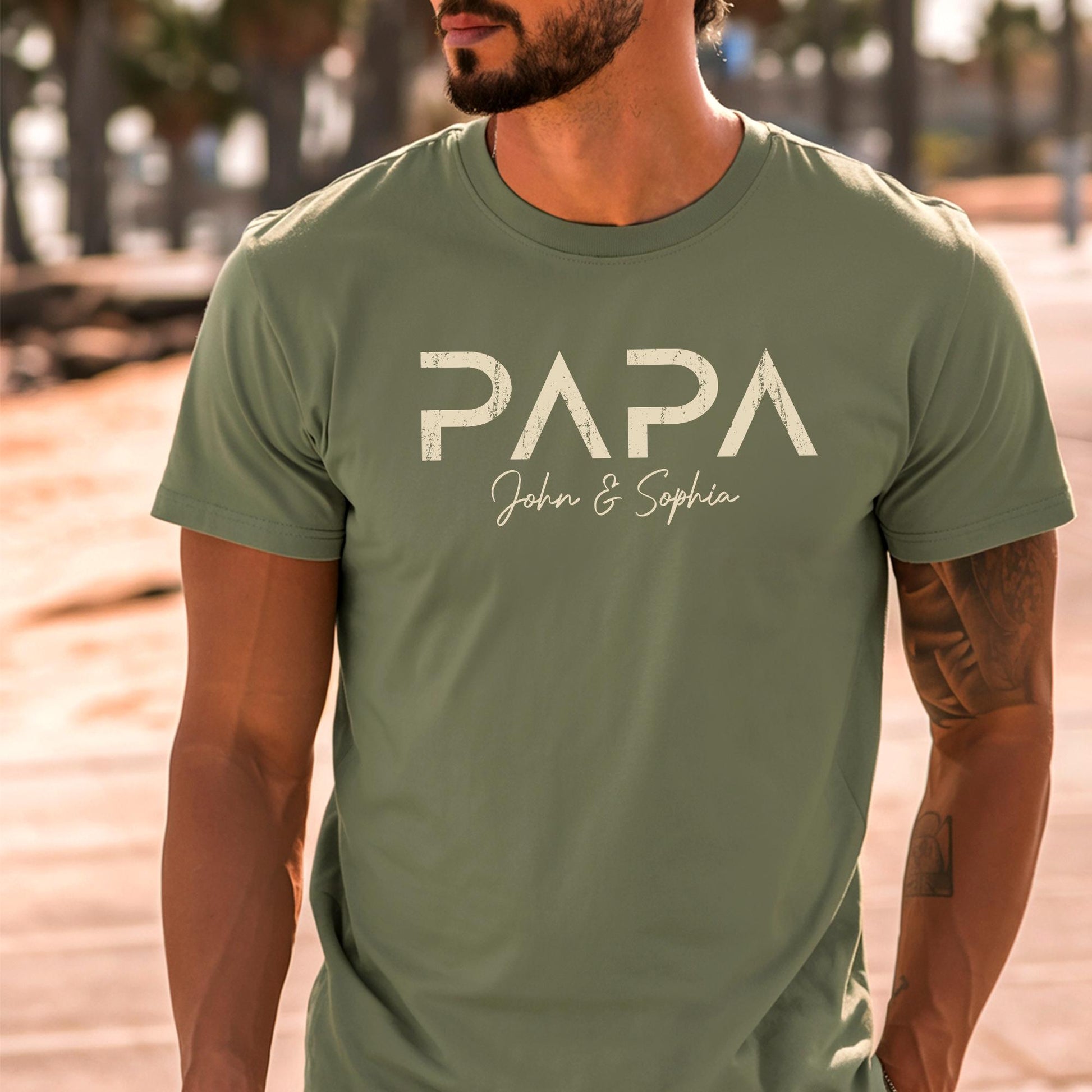 Personalized Papa Shirt, Papa Shirts With Kids Names, Father's Day Gift for Dad
