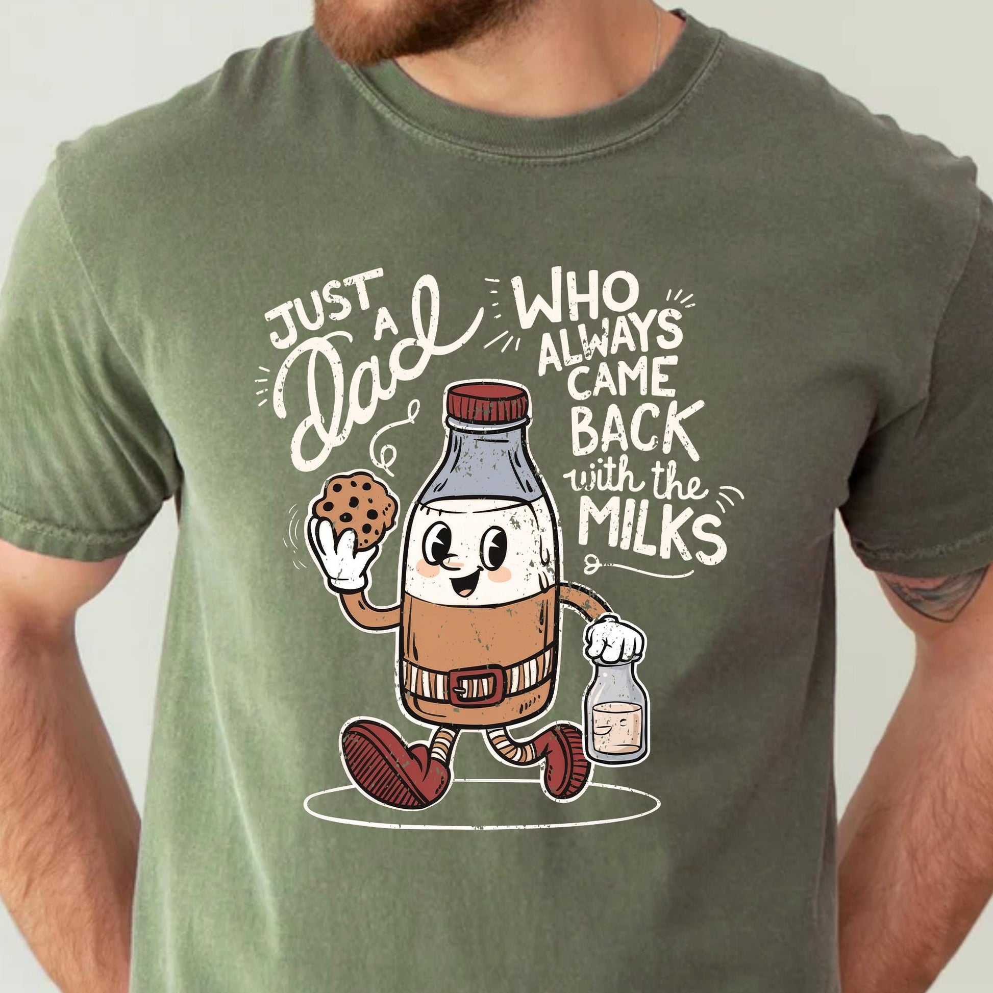Dad Shirt, Funny Dad Shirt, Just A Dad Who Always Came Back With The Milks, Fathers Day Gifts From Wife Funny, Gifts For Dad From Son