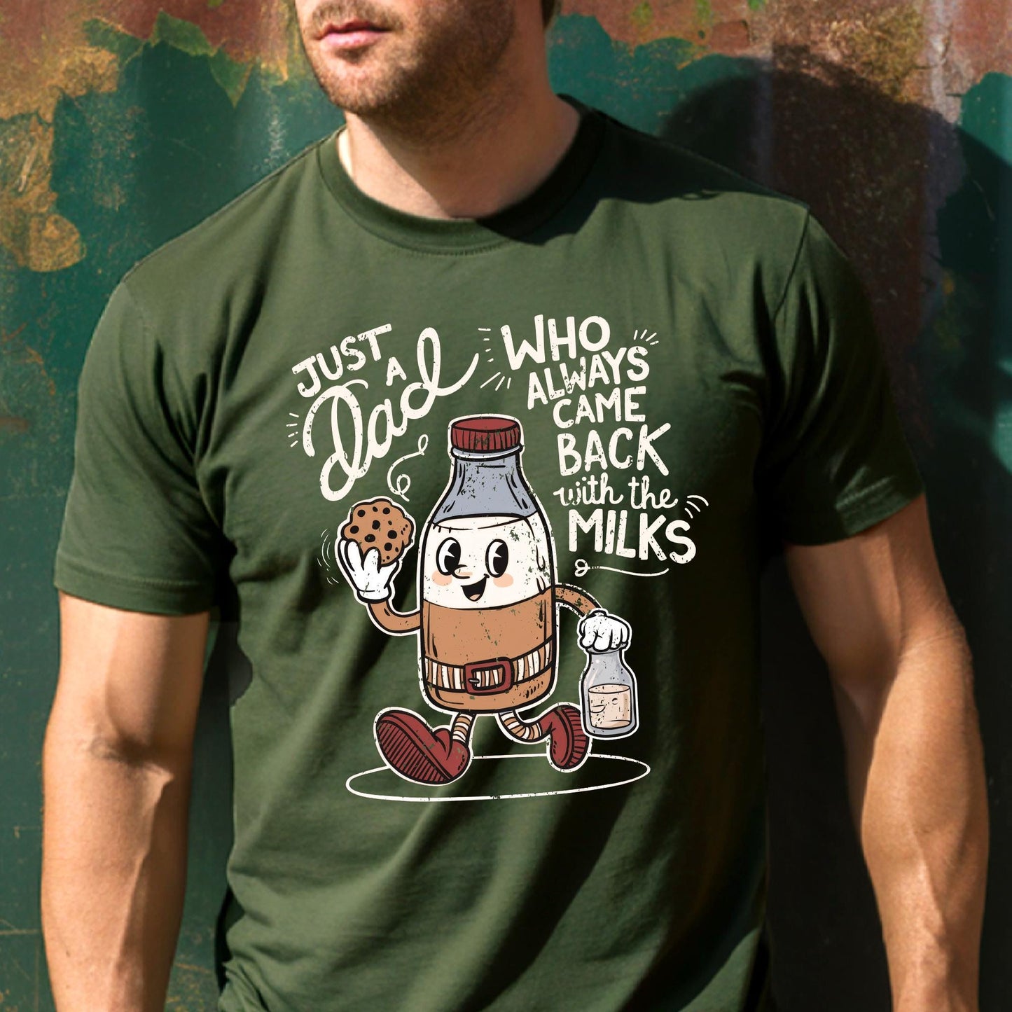 Dad Shirt, Funny Dad Shirt, Just A Dad Who Always Came Back With The Milks, Fathers Day Gifts From Wife Funny, Gifts For Dad From Son