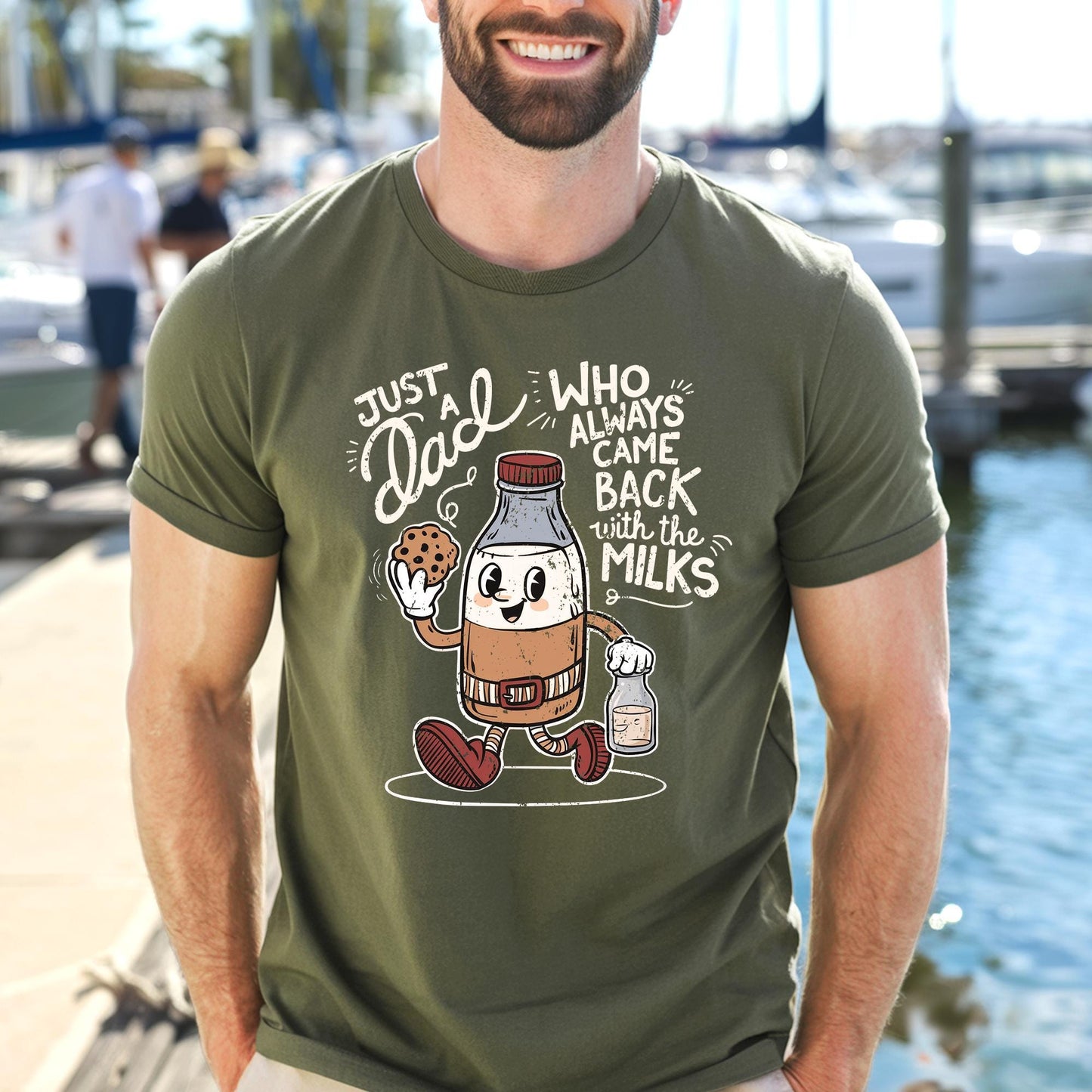 Dad Shirt, Funny Dad Shirt, Just A Dad Who Always Came Back With The Milks, Fathers Day Gifts From Wife Funny, Gifts For Dad From Son