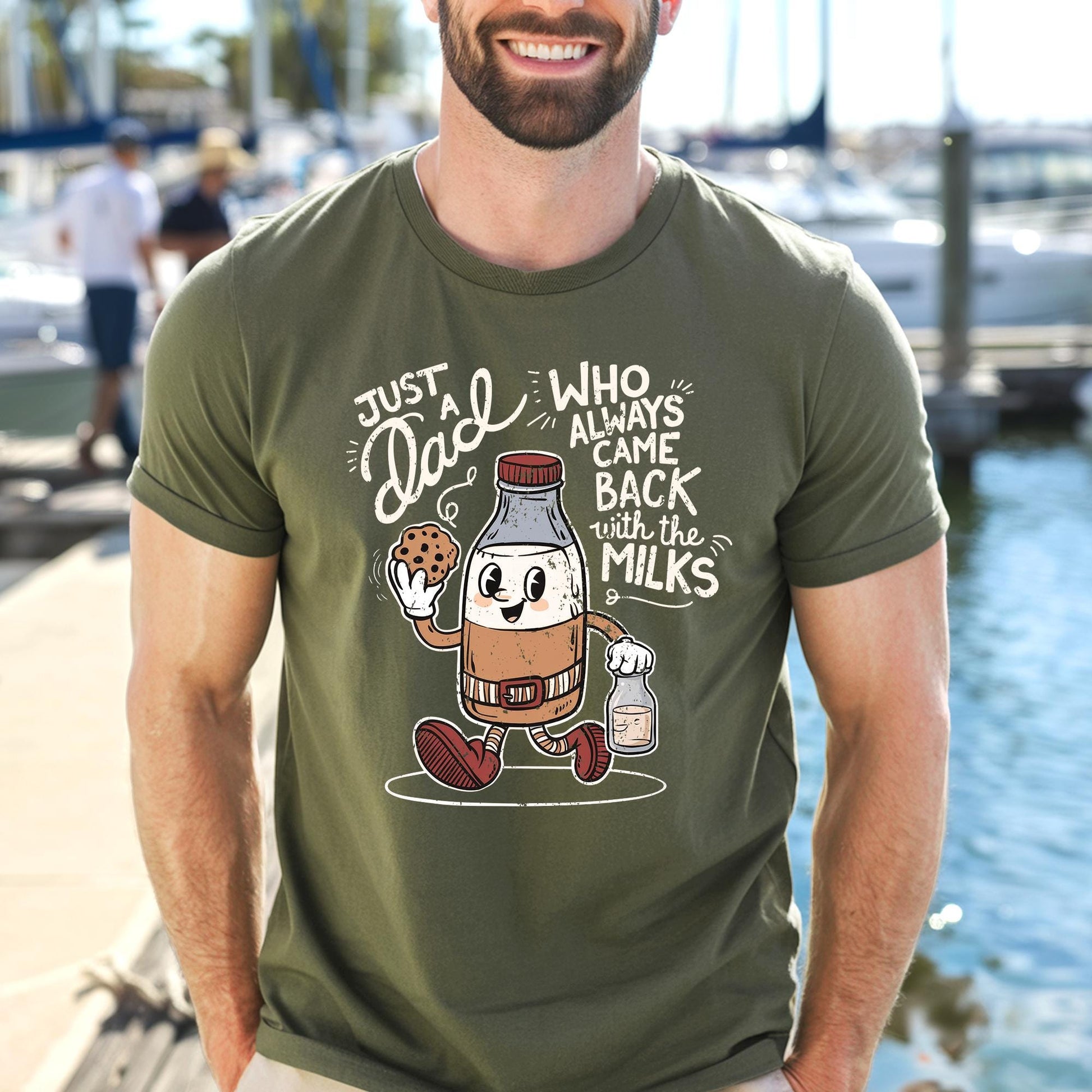 Dad Shirt, Funny Dad Shirt, Just A Dad Who Always Came Back With The Milks, Fathers Day Gifts From Wife Funny, Gifts For Dad From Son