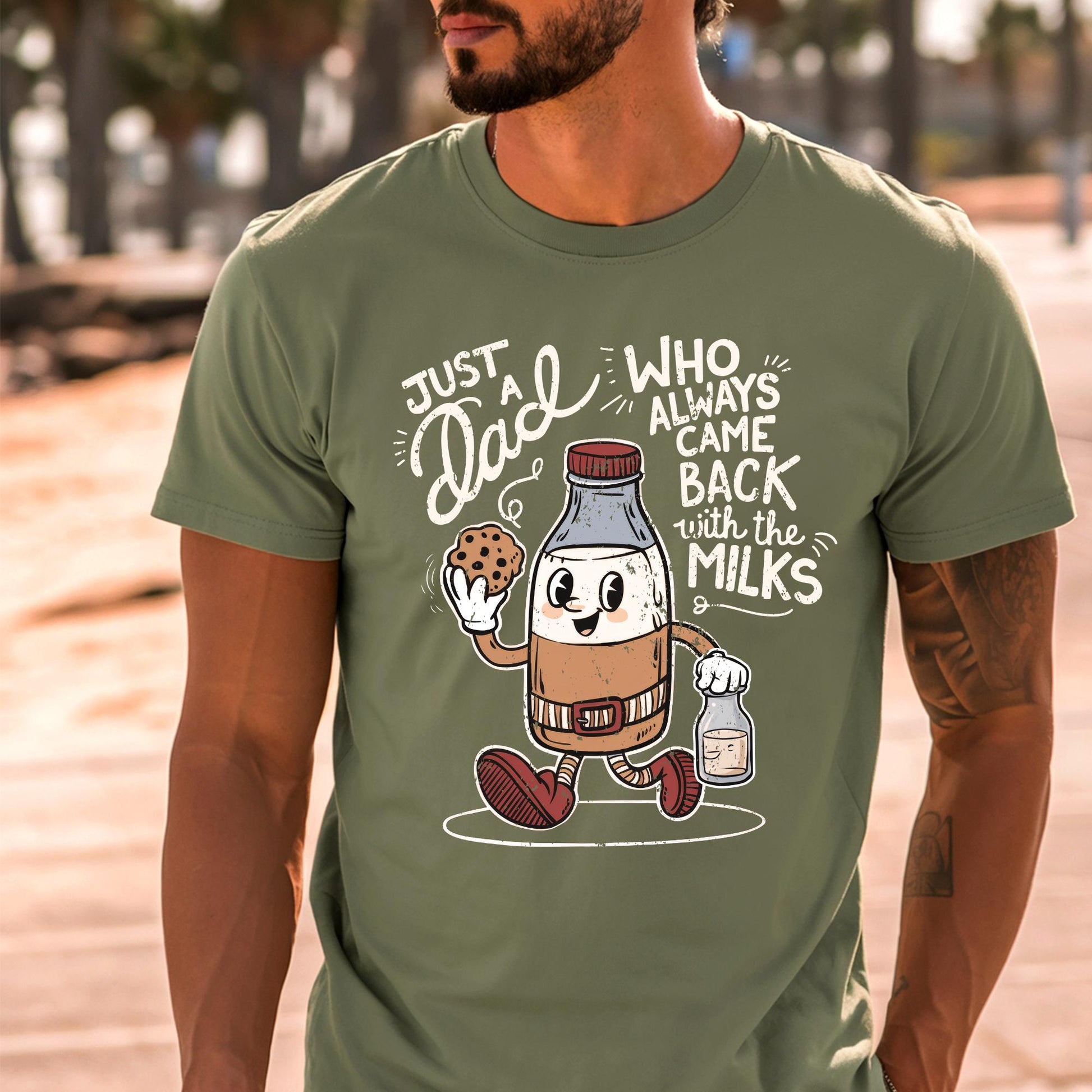 Dad Shirt, Funny Dad Shirt, Just A Dad Who Always Came Back With The Milks, Fathers Day Gifts From Wife Funny, Gifts For Dad From Son