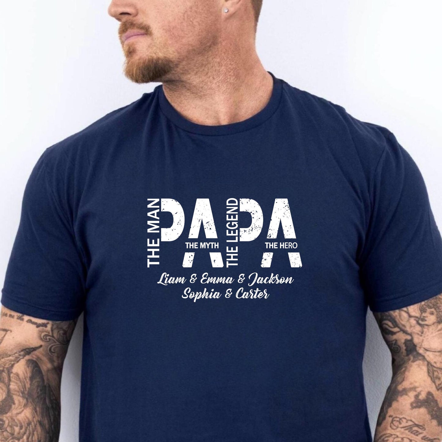 Personalized Papa T-Shirt With Kids Names, Custom Dad Shirt, Father's Day Gift for Dad, Papa