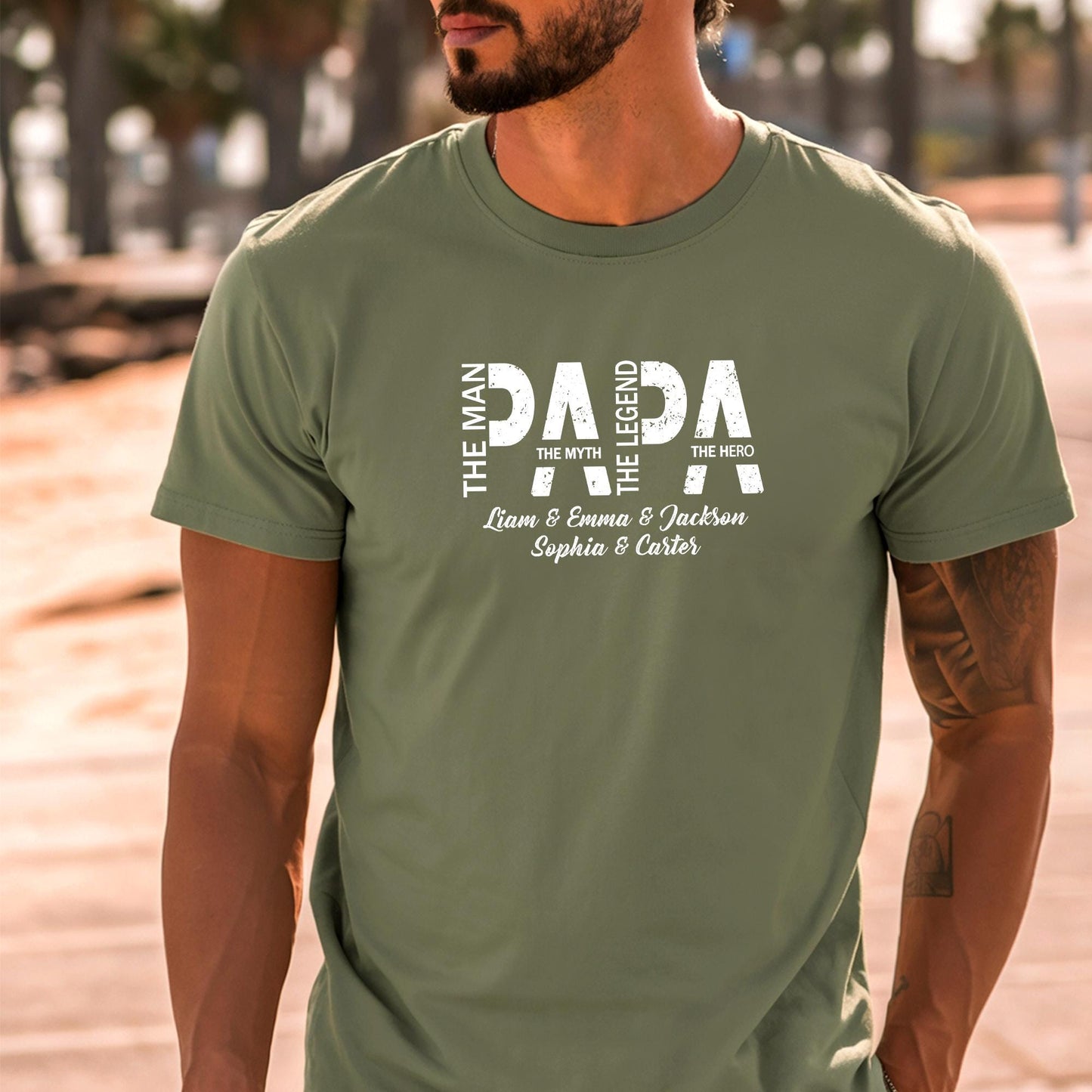 Personalized Papa T-Shirt With Kids Names, Custom Dad Shirt, Father's Day Gift for Dad, Papa