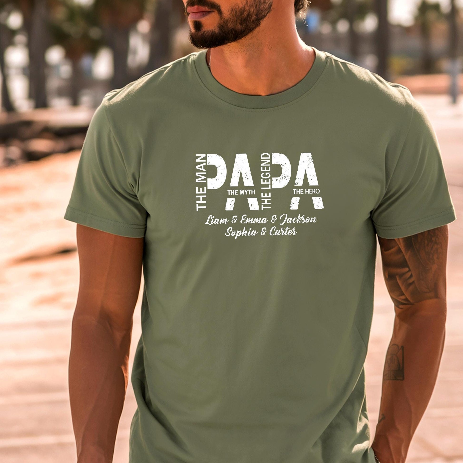 Personalized Papa T-Shirt With Kids Names, Custom Dad Shirt, Father's Day Gift for Dad, Papa