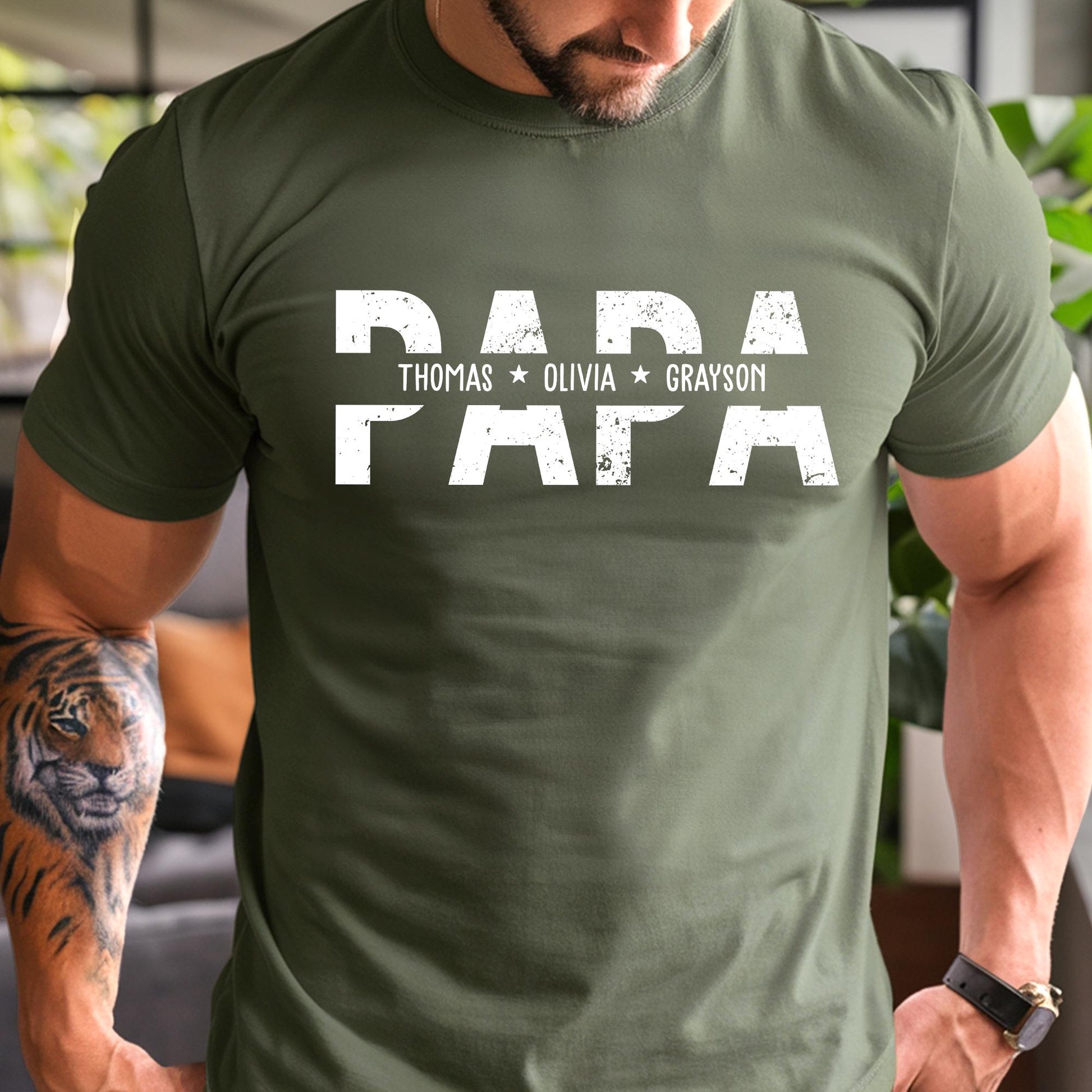 Personalized Papa Shirt, Father Day Shirt With Kids Names
