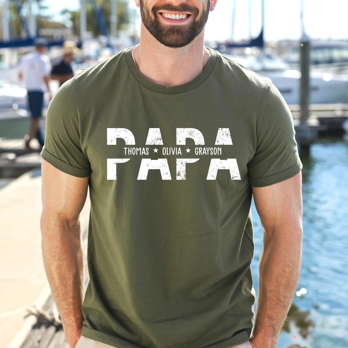Personalized Papa Shirt, Father Day Shirt With Kids Names