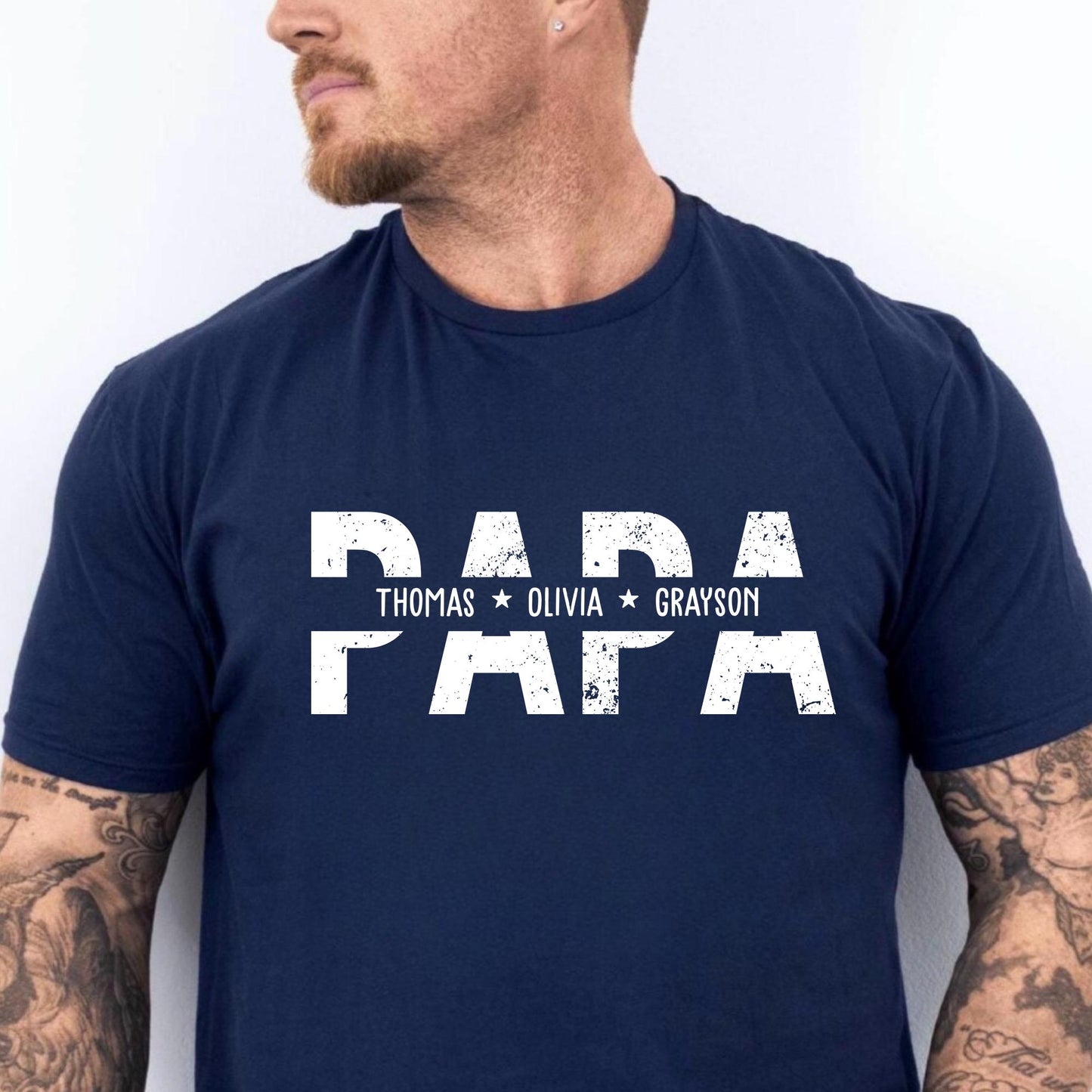 Personalized Papa Shirt, Father Day Shirt With Kids Names