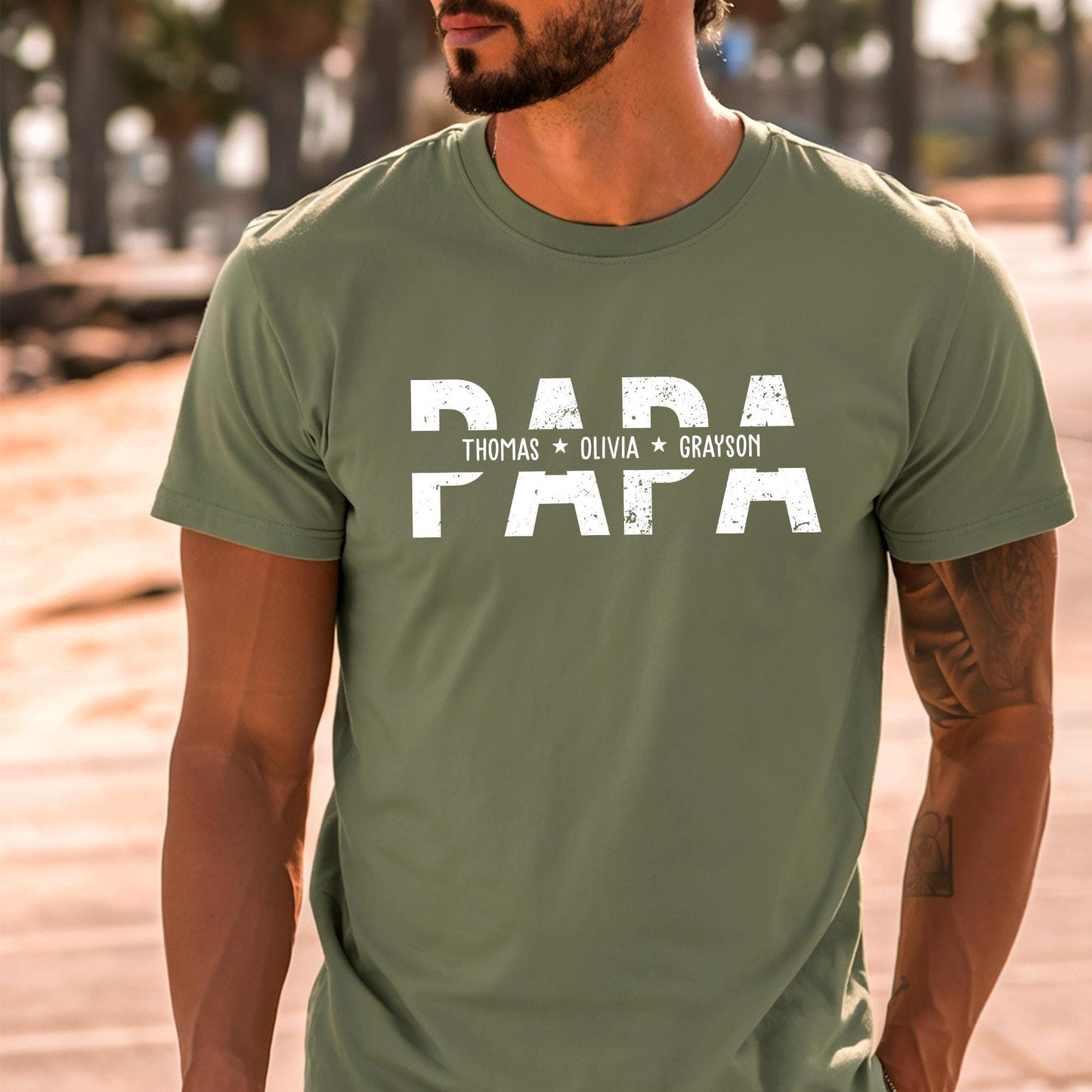 Personalized Papa Shirt, Father Day Shirt With Kids Names