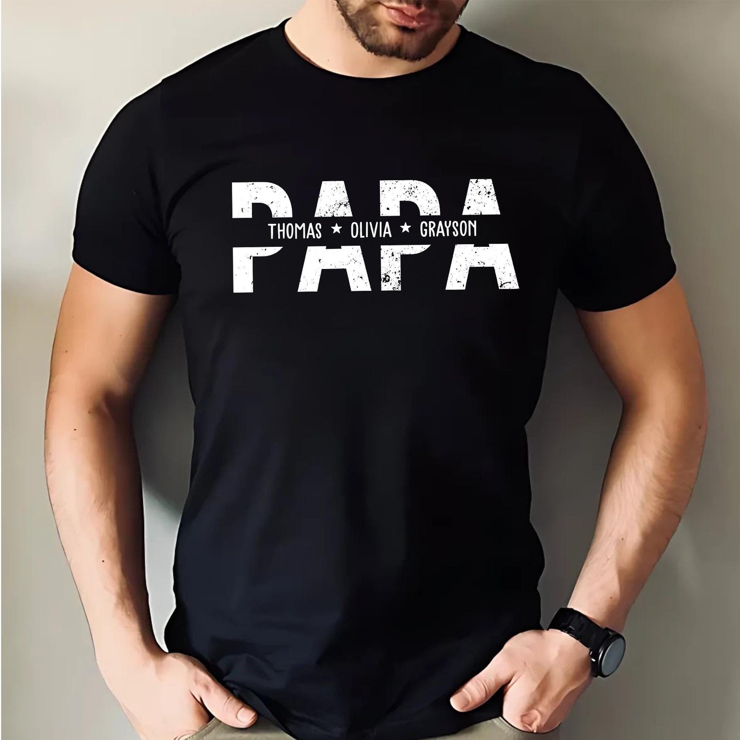 Personalized Papa Shirt, Father Day Shirt With Kids Names