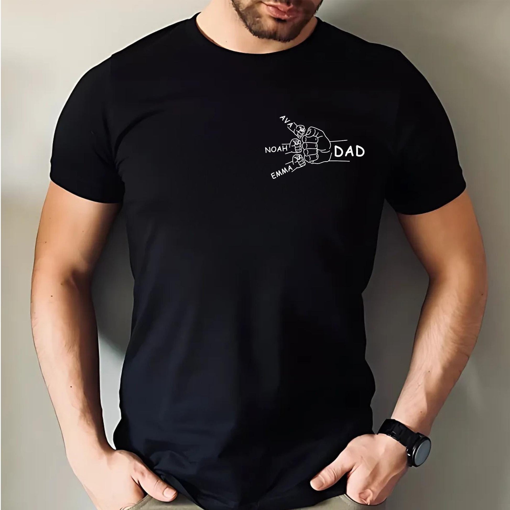 Personalized Dad Shirt, Dad Fist Bump Shirt, Fist Bump Shirt With Kids Names, Family Fist Bump T-Shirt, Fathers Day Shirt, New Dad Shirt