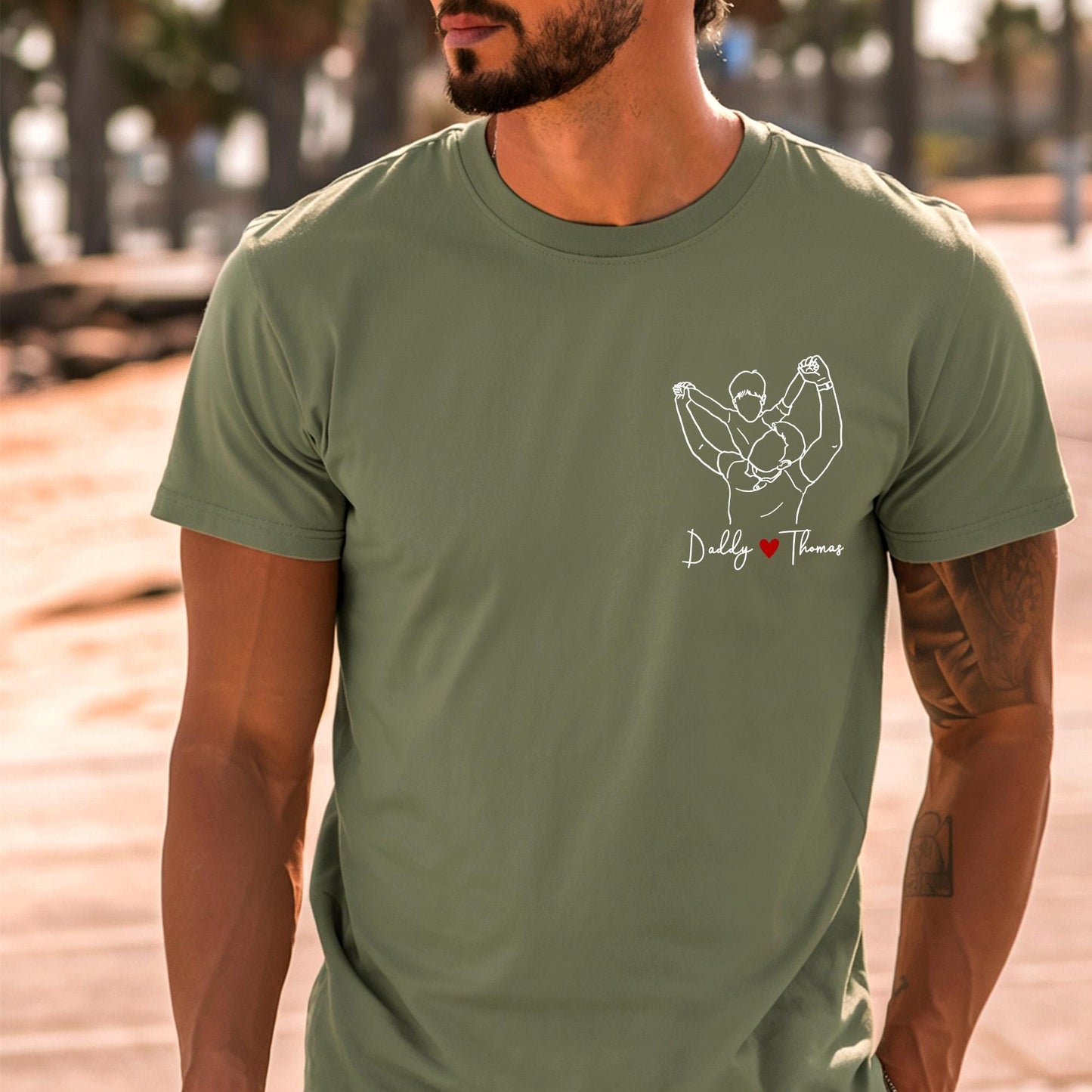 Personalized Dad Shirt, Personalized Portrait Gift for Dad, Dad Outline Photo Shirt, Custom Photo Shirt For Dad, Fathers Day Shirt