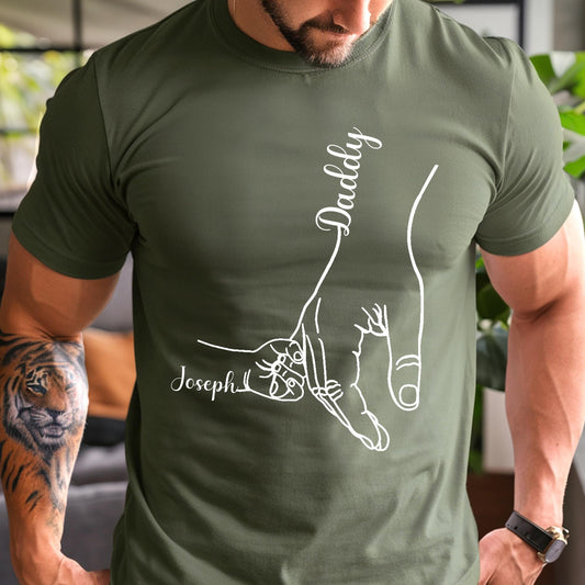 Custom Dad Shirt, Holding Daddy Hand T-Shirt, Dad Shirt With Kids Name, Cool Dad Shirt, Dad Gift From Wife, Shirt For Dad