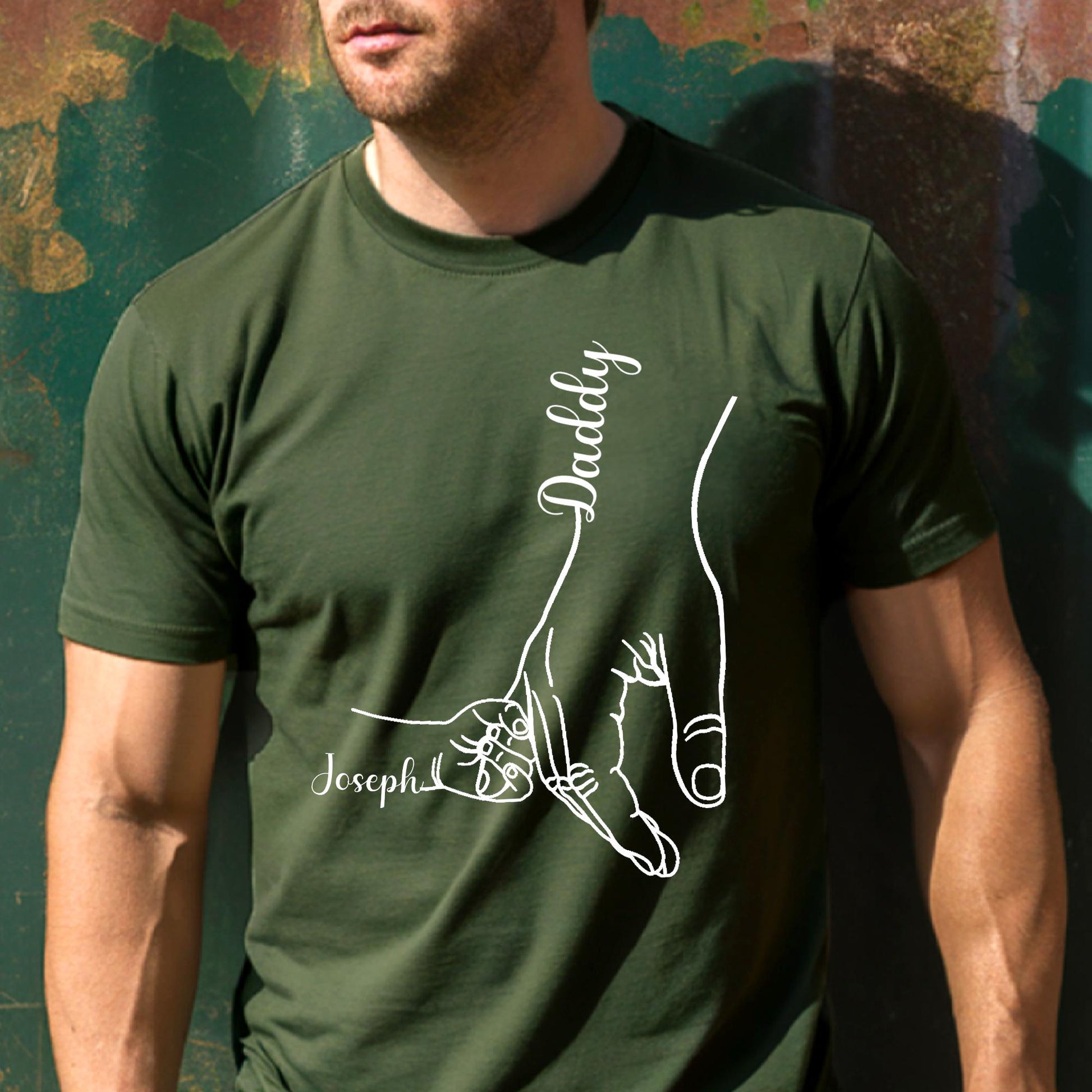 Custom Dad Shirt, Holding Daddy Hand T-Shirt, Dad Shirt With Kids Name, Cool Dad Shirt, Dad Gift From Wife, Shirt For Dad